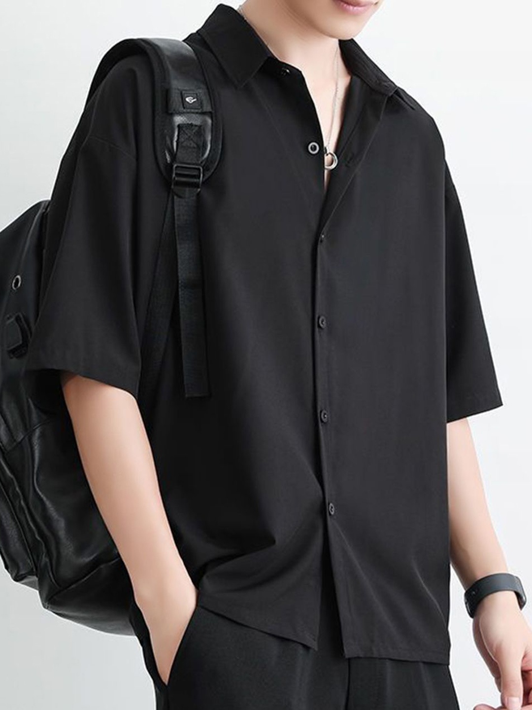 

HERE&NOW Men Opaque Casual Shirt, Black