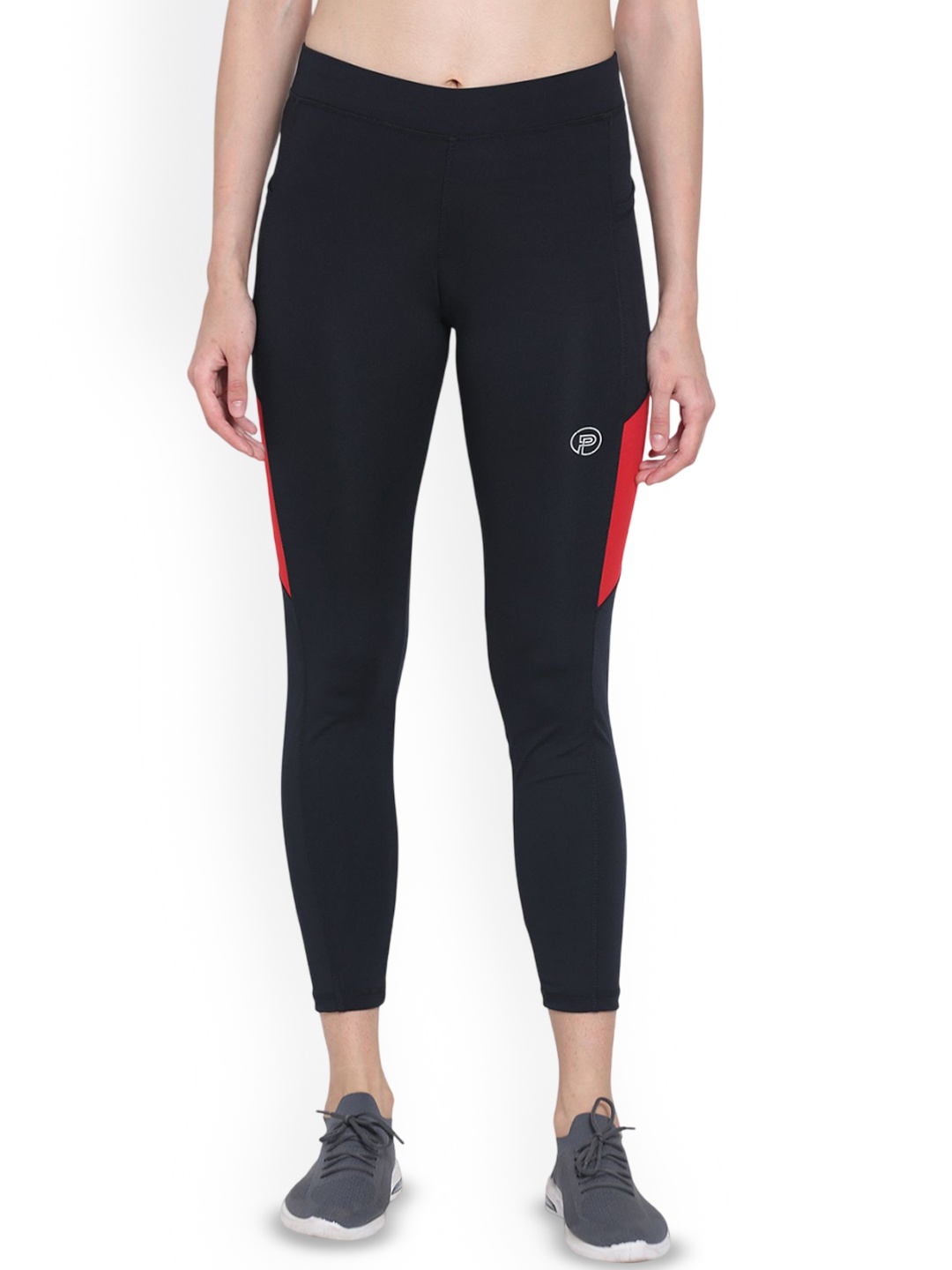 

Popster Colourblocked Skinny Fit Ankle Length Gym Tights, Black