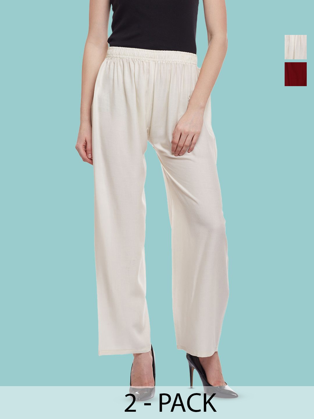 

Castle Lifestyle Women 2 Ethnic Palazzos, Off white