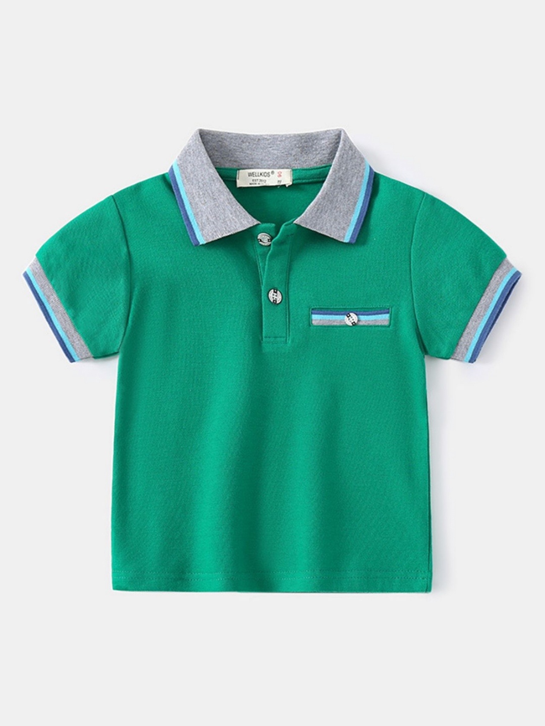 

LULU & SKY Boys Polo Collar Organic Cotton Pockets T-shirt, Green