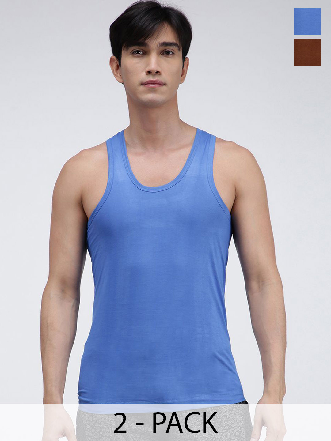 

AMUL COMFY Pack Of 2 Pure Cotton Undershirt Innerwear Vests AC-CVESTRN-MULTI-XS-2PC, Coffee brown
