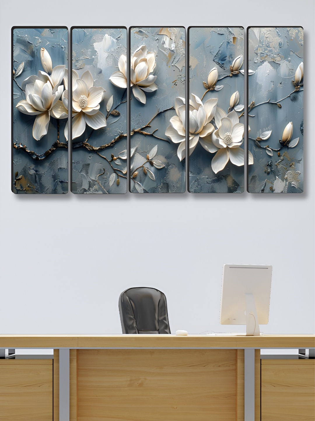 

Myntra Elegant Homes Grey & White 5 Piece Floral and Botanical Printed Canvas Wall Arts