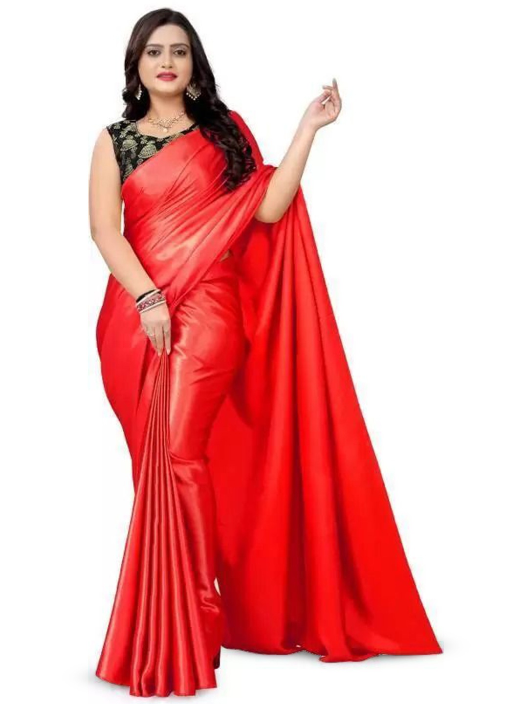 

Florence Satin Saree, Red