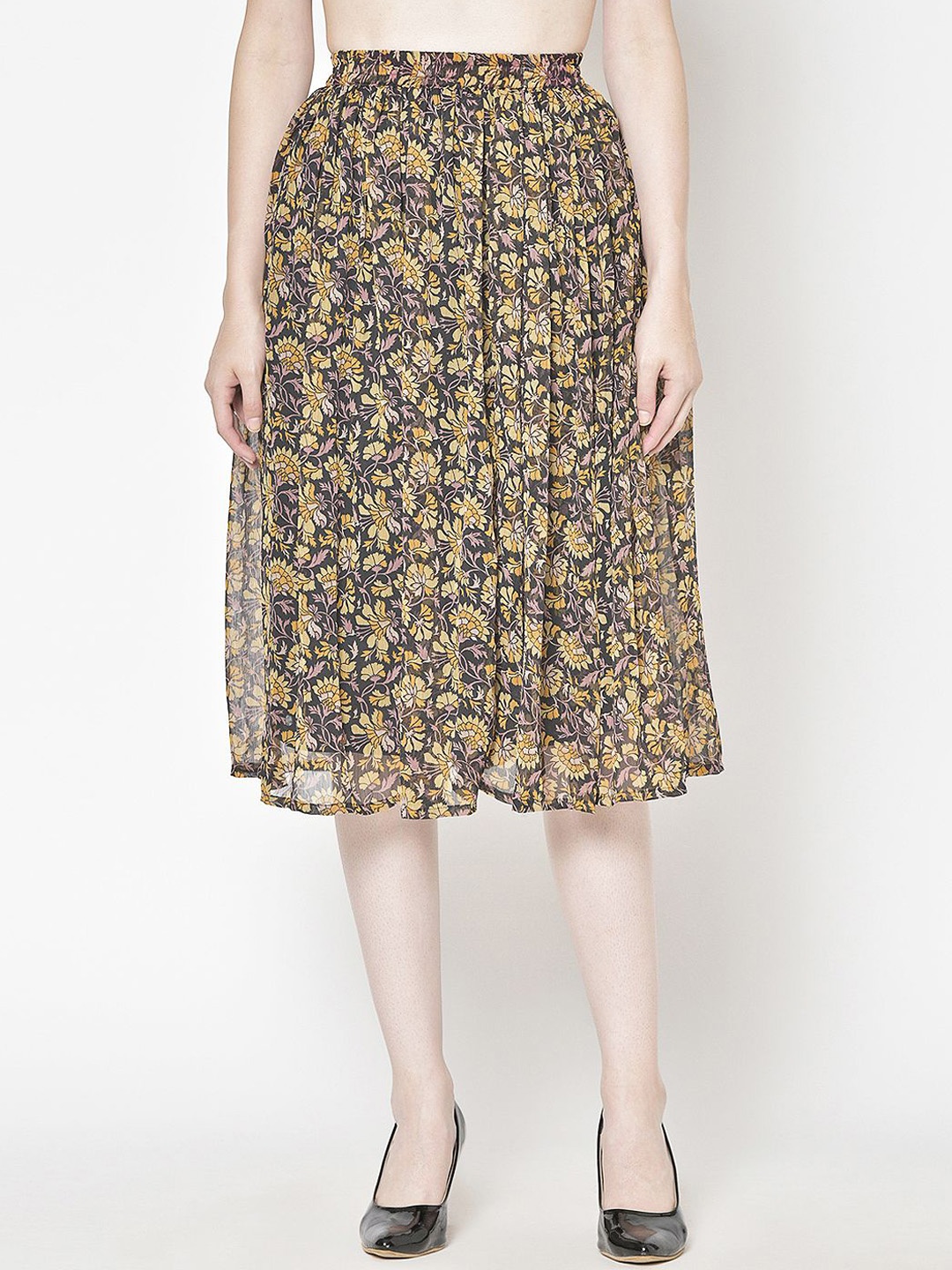 

Moda Rapido Printed A-Line Midi Skirt, Black