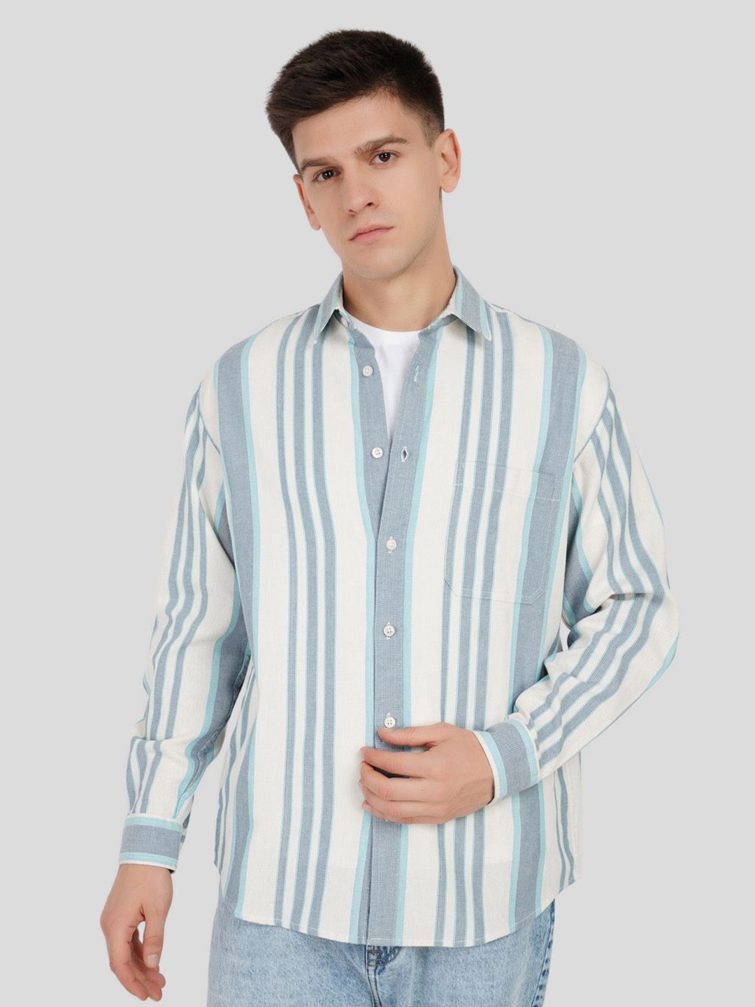 

Underrated Club Men Opaque Striped Casual Shirt, Blue