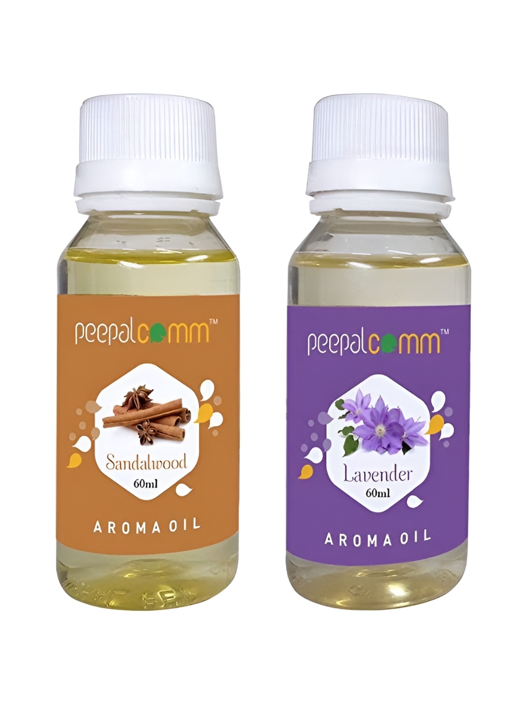 

PEEPALCOMM 2-Pcs Transparent Sandalwood & Lavender Aroma Oils - 60 ml