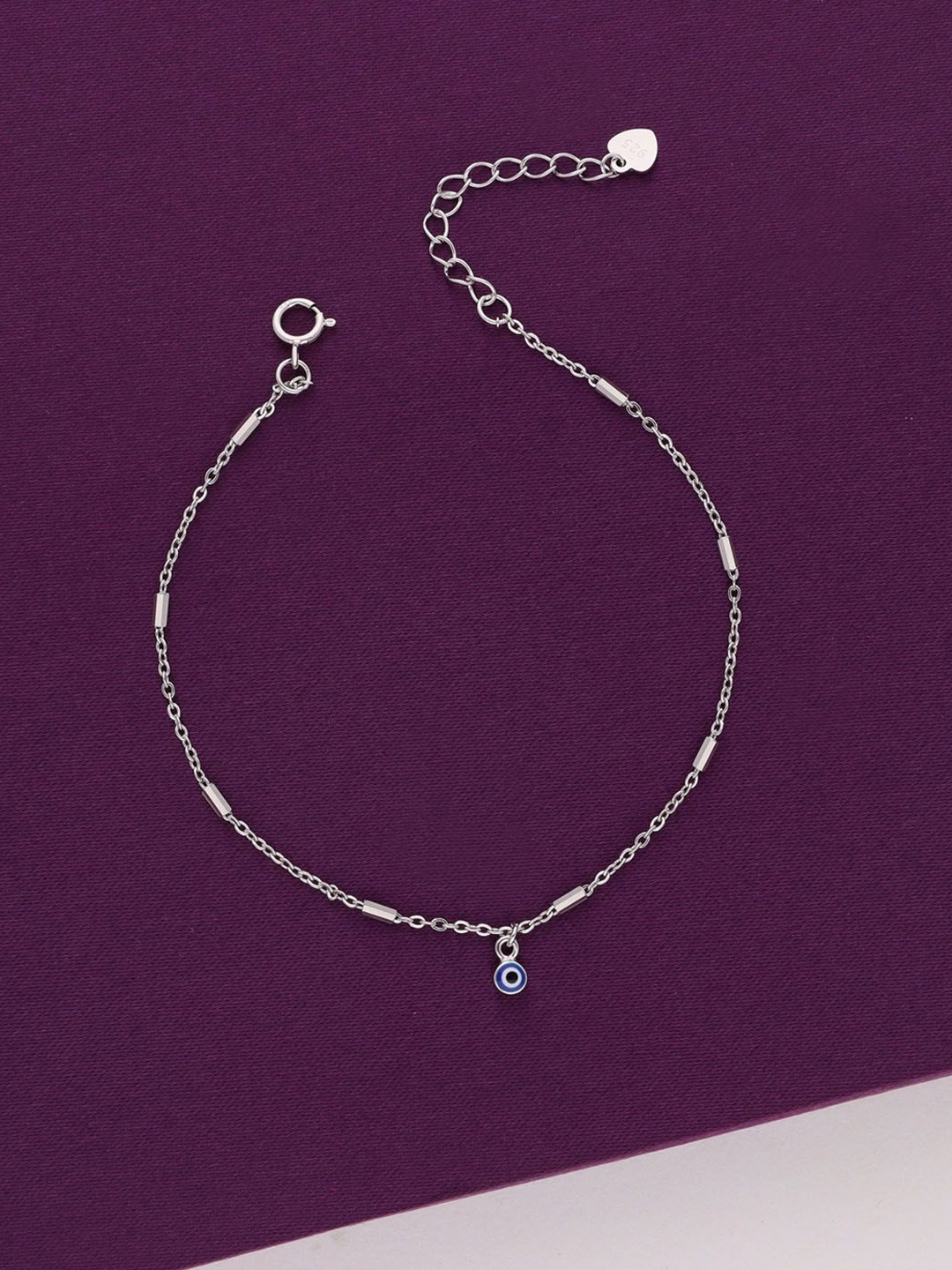 

KAI JEWEL Rhodium-Plated Cubic Zirconia Studded Evil Eye Link Bracelet, Silver