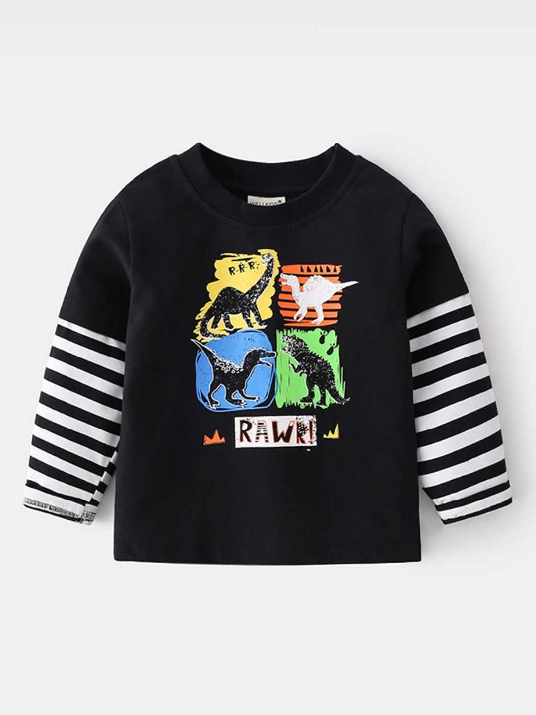 

LULU & SKY Boys Graphic Printed Round Neck Cotton T-shirt, Black