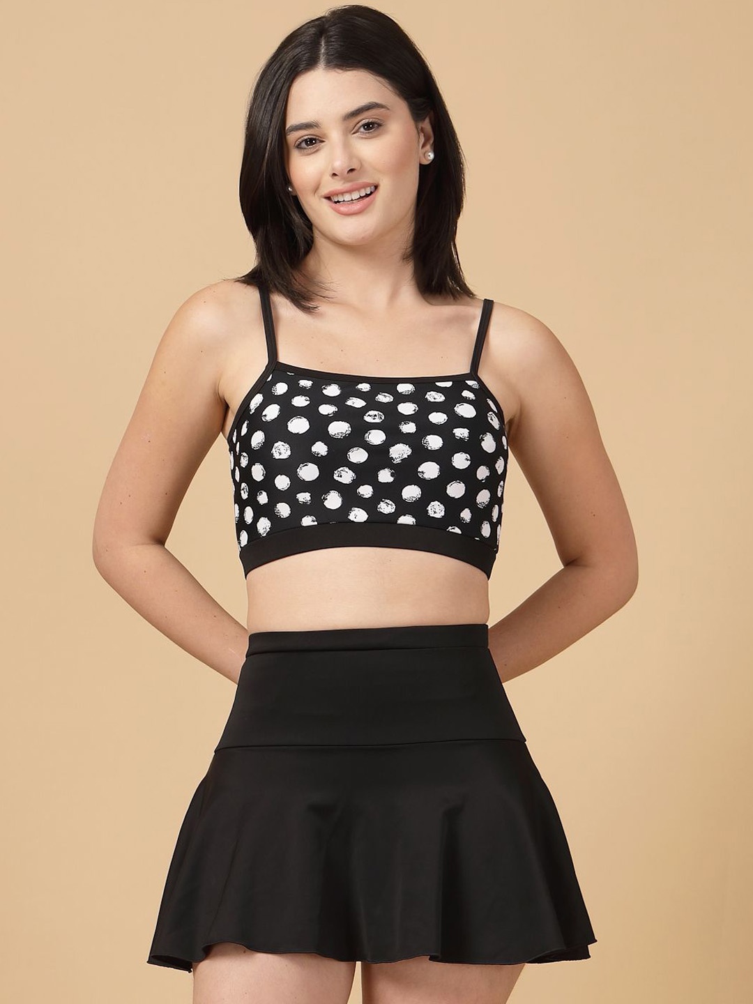 

CUKOO Printed Swim Bikini Set, Black