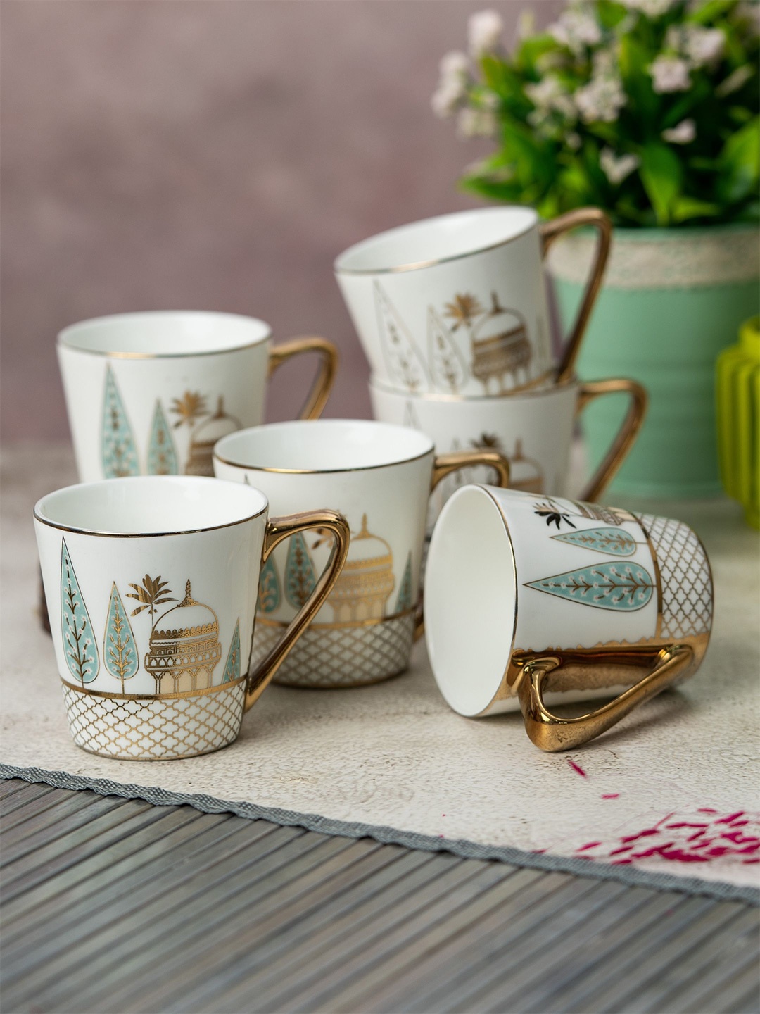 

Clay Craft Fine Ceramic Rock Coffee Mugs Set Of 6-160 ML Each, Mugs For Coffee, White