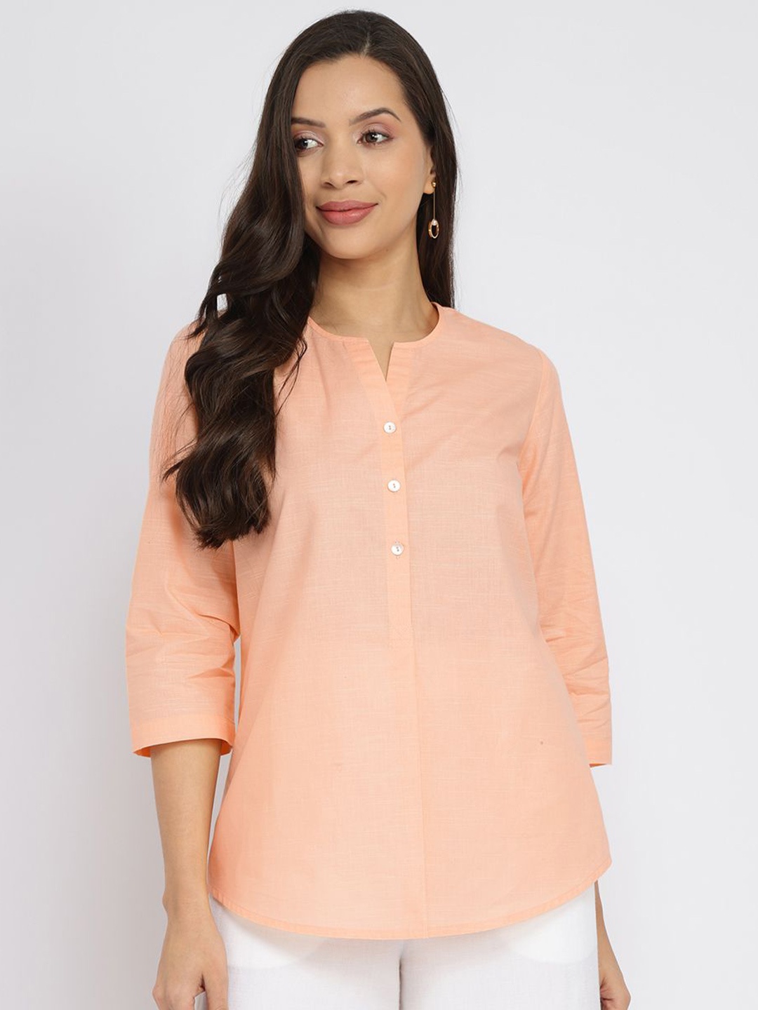 

Pink Fort Women Cotton Solid Top, Orange
