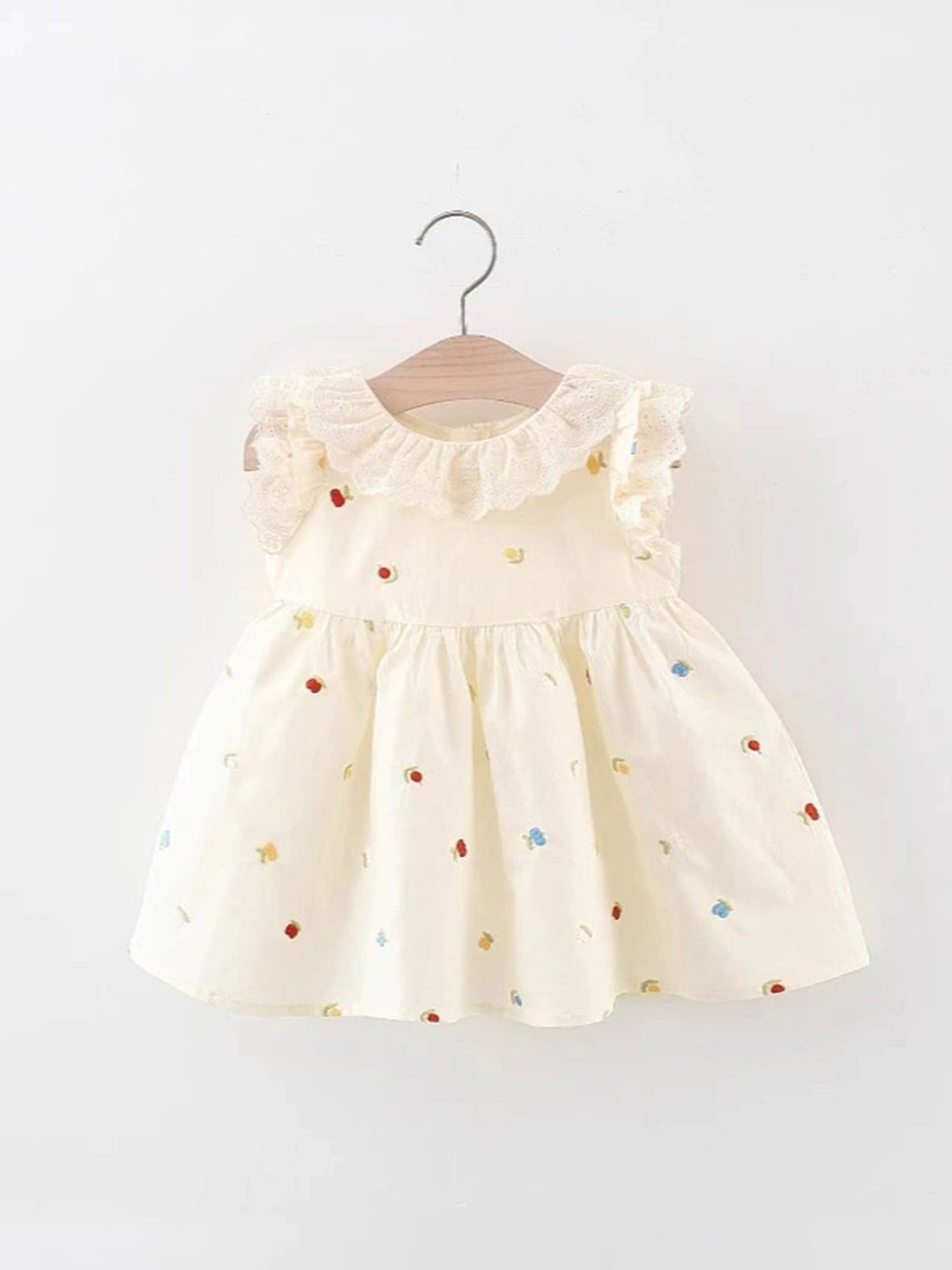 

LULU & SKY Girls Floral Embroidered Fit & Flare Dress, Cream