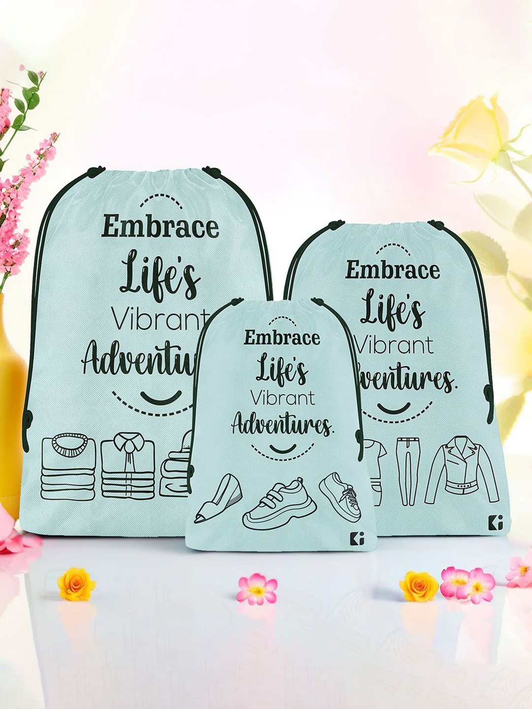 

Kuber Industries Grey & Black 3 Pieces Cloth Travel Organisers