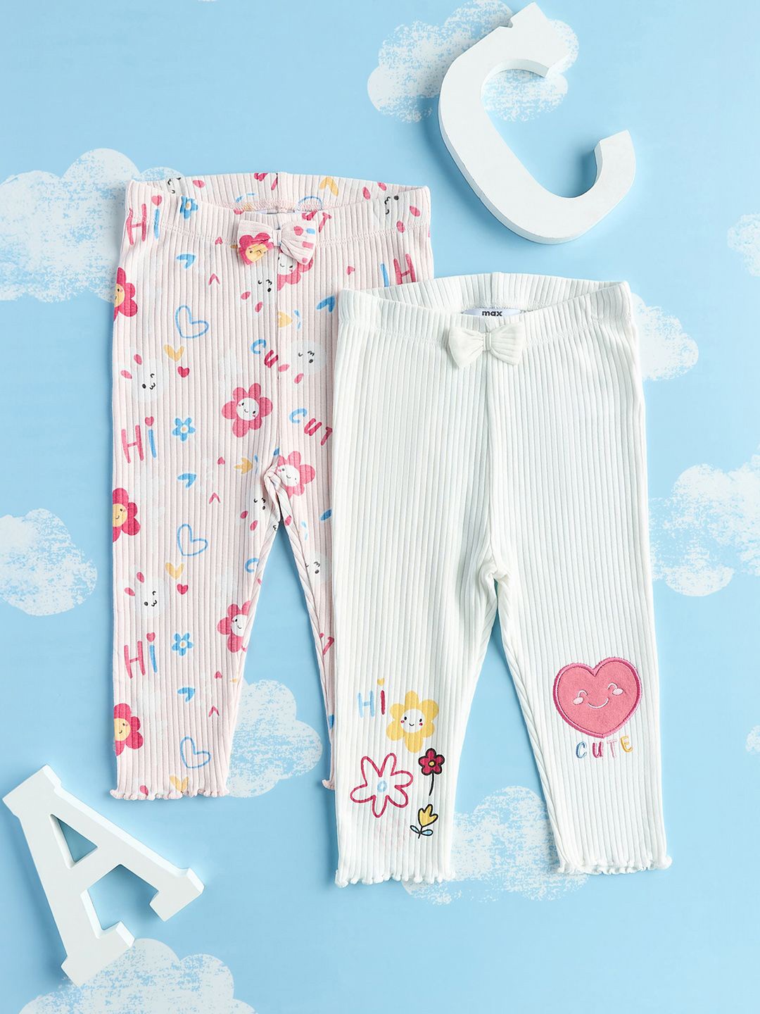 

max Pack Of 2 Printed Mid-Rise Ankle-Length Leggings, Pink
