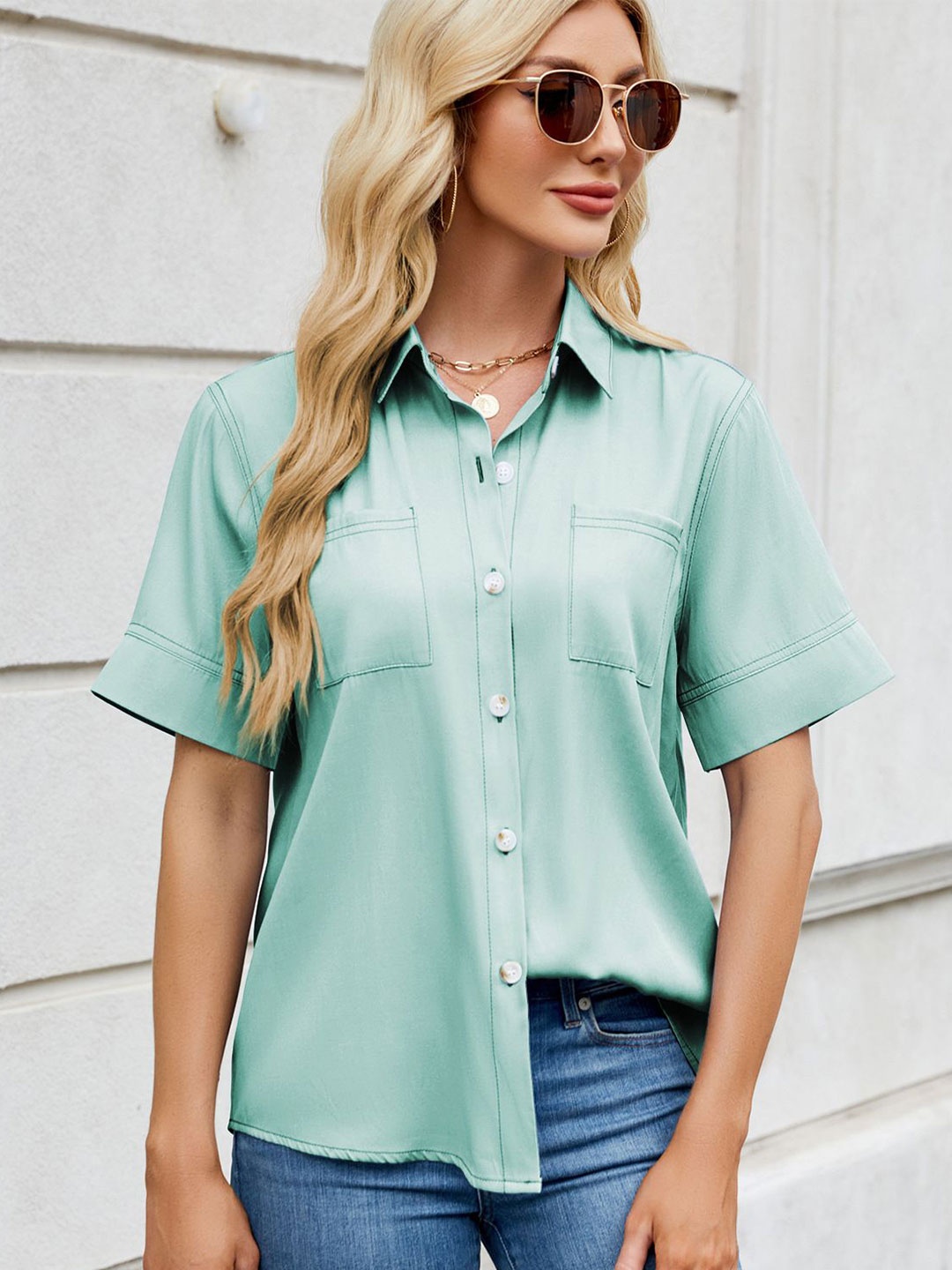 

StyleCast Women Opaque Casual Shirt, Green