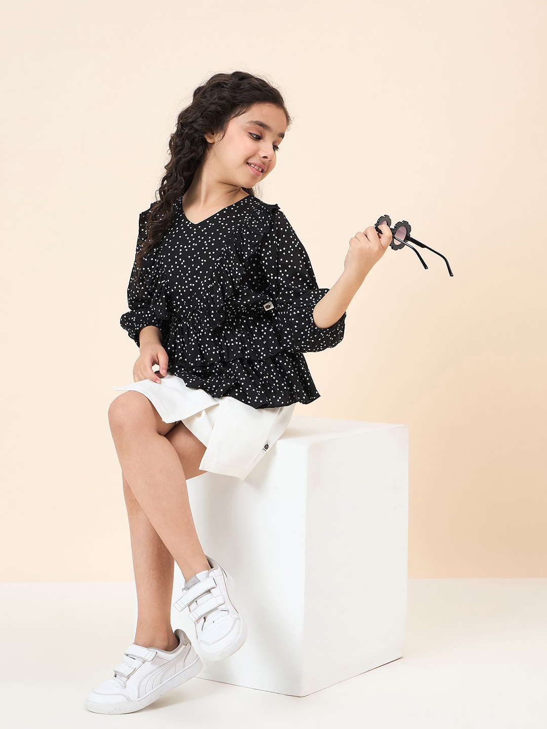 

Stylo Bug Floral Print Shirt Style Top, Black