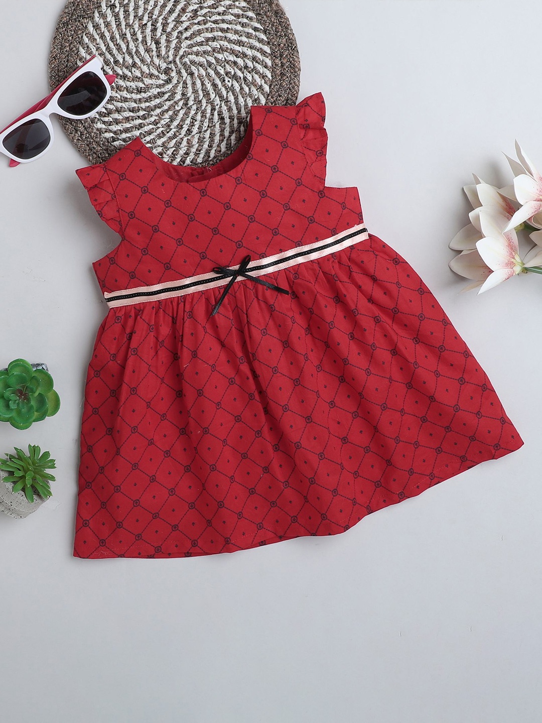 

MANY FROCKS & Floral Print Fit & Flare Dress, Red
