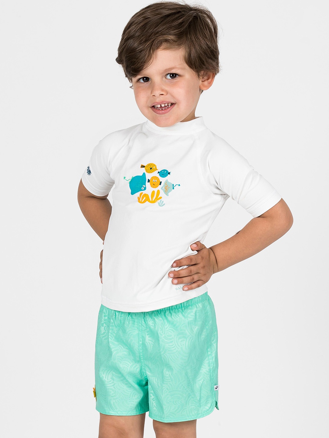 

Nabaiji By Decathlon Boys Printed Swim Shorts, Sea green