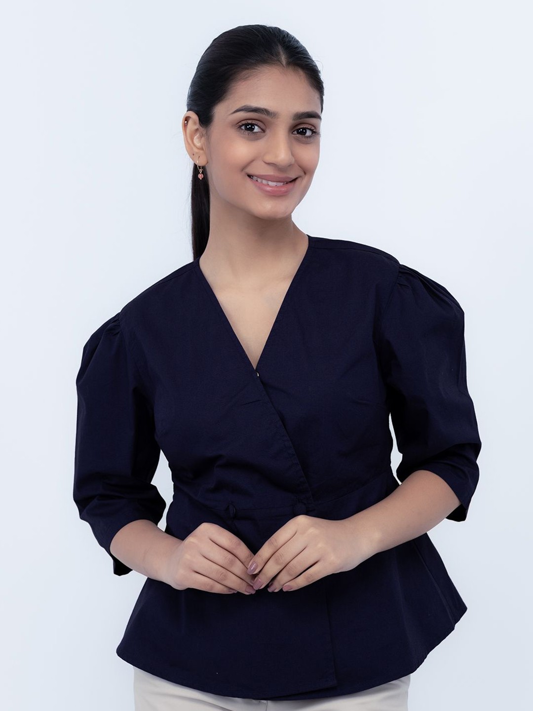 

Strong And Brave Women Standard Opaque Casual Shirt, Navy blue