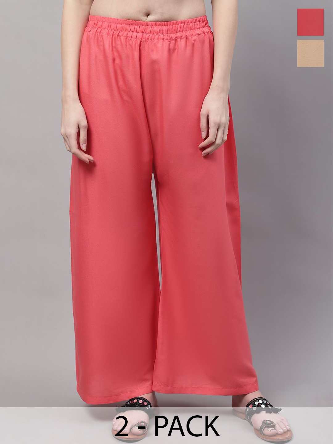 

Valles365 by S.C. Women 2 Flared Palazzos, Peach