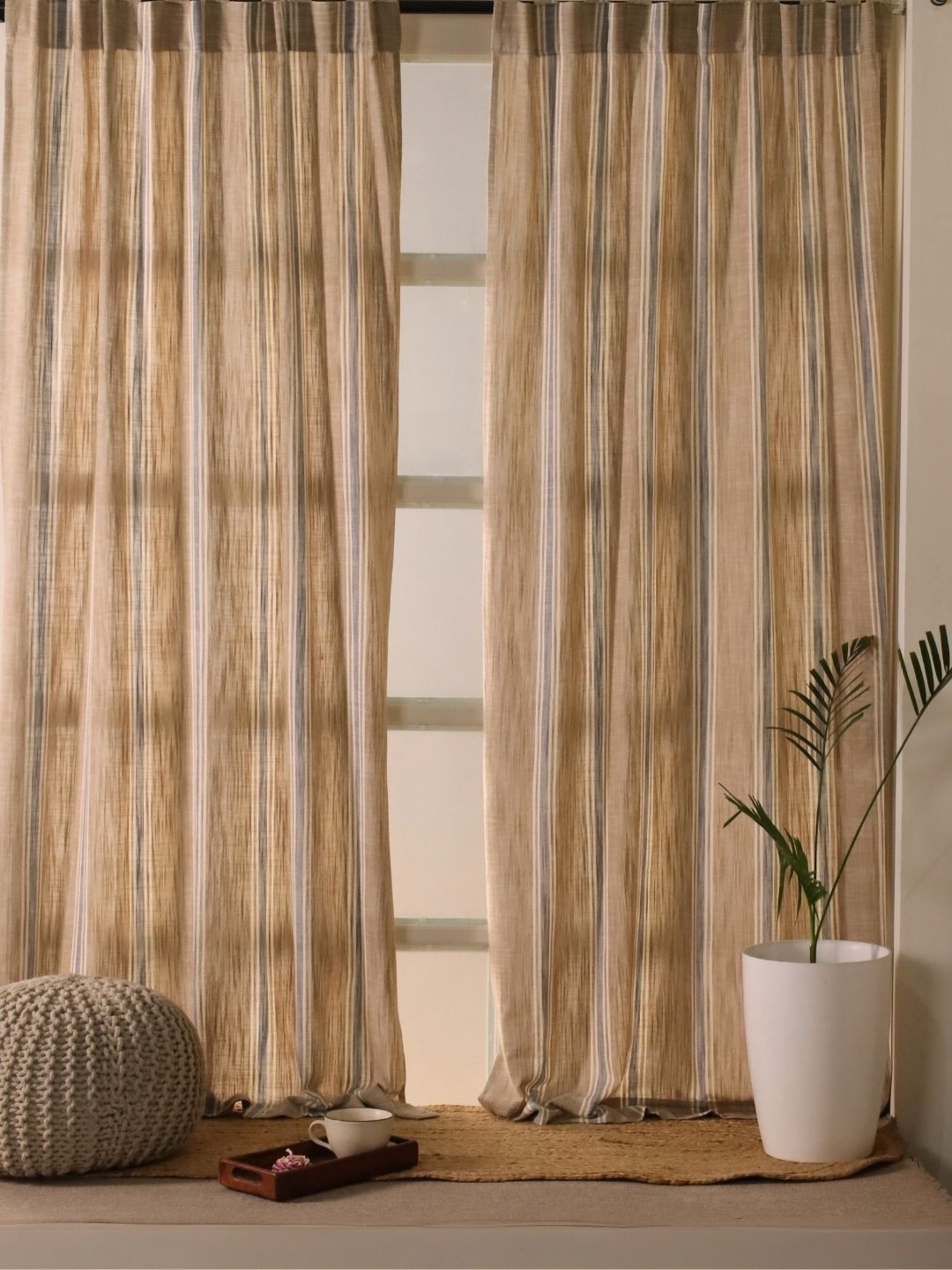 

Peepul Tree Beige & White 2 Pieces Cotton Striped Door Curtain