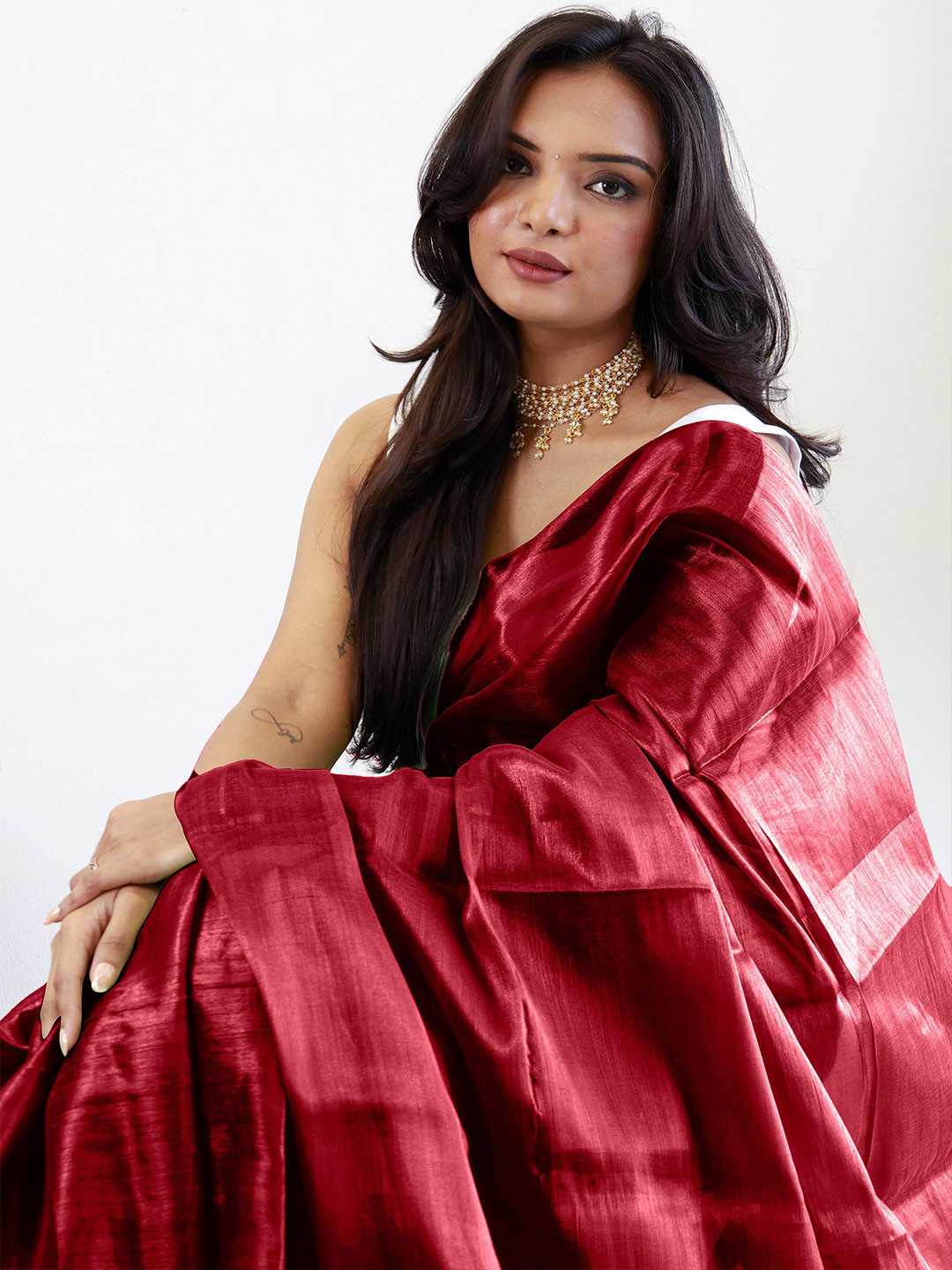 

Anouk Tissue Saree, Red