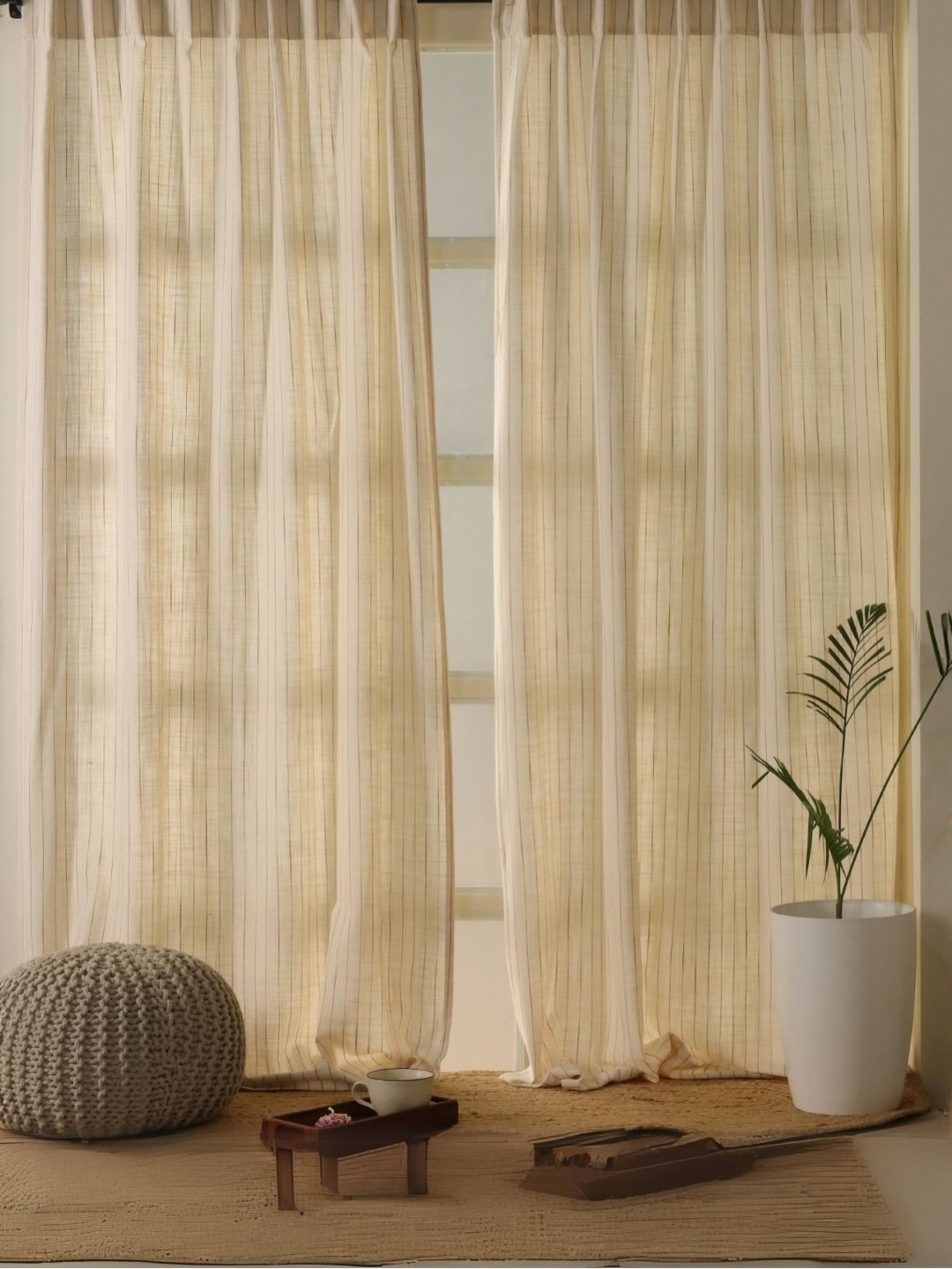 

Peepul Tree Off White 2 Pieces Eyelet Sheer Door Curtain