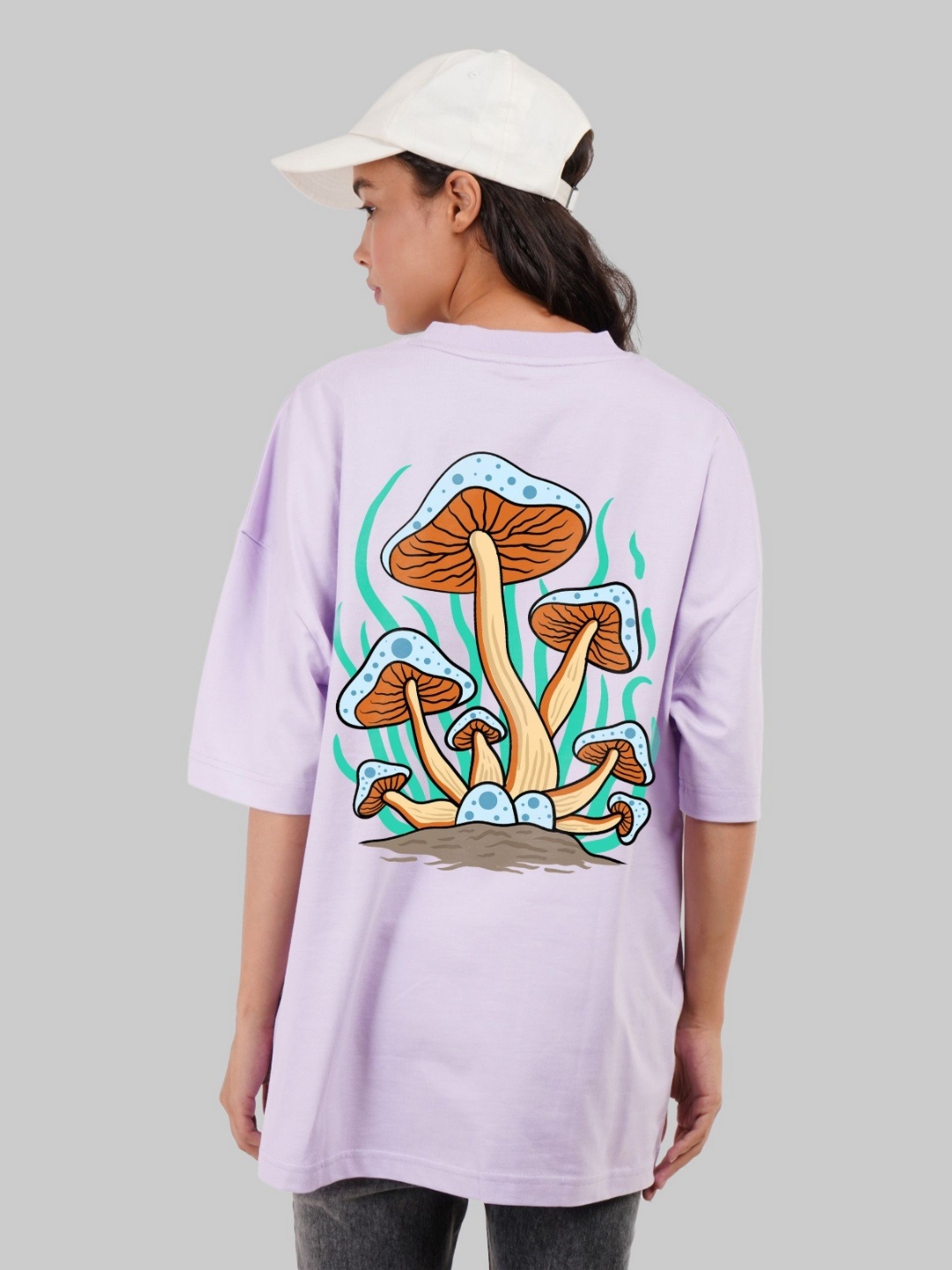 

Underrated Club Women Bio Finish Graphic Printed Round Neck Cotton Oversized T-shirt, Lavender