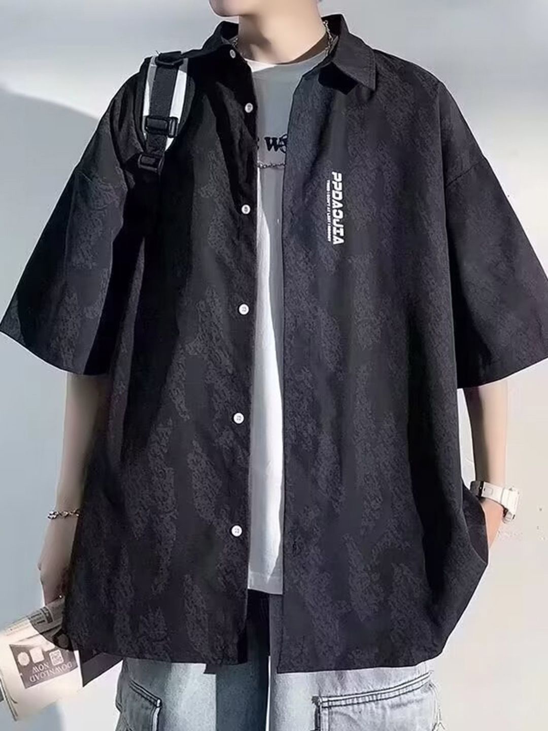 

HERE&NOW Men Opaque Casual Shirt, Black