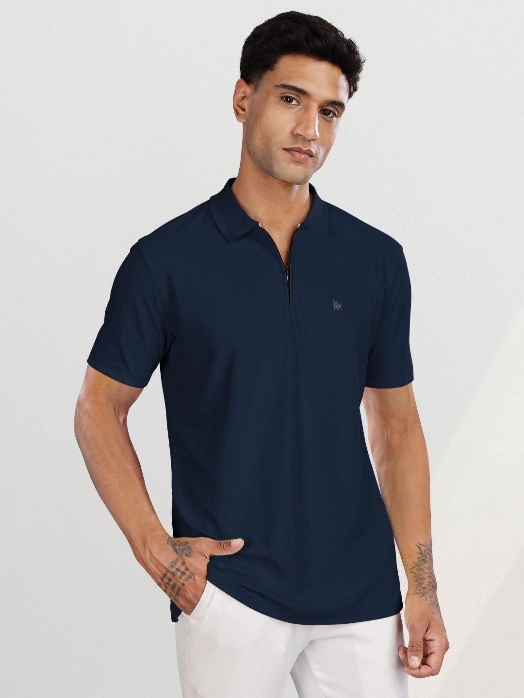 

BULLMER Men Polo Collar T-shirt, Navy blue