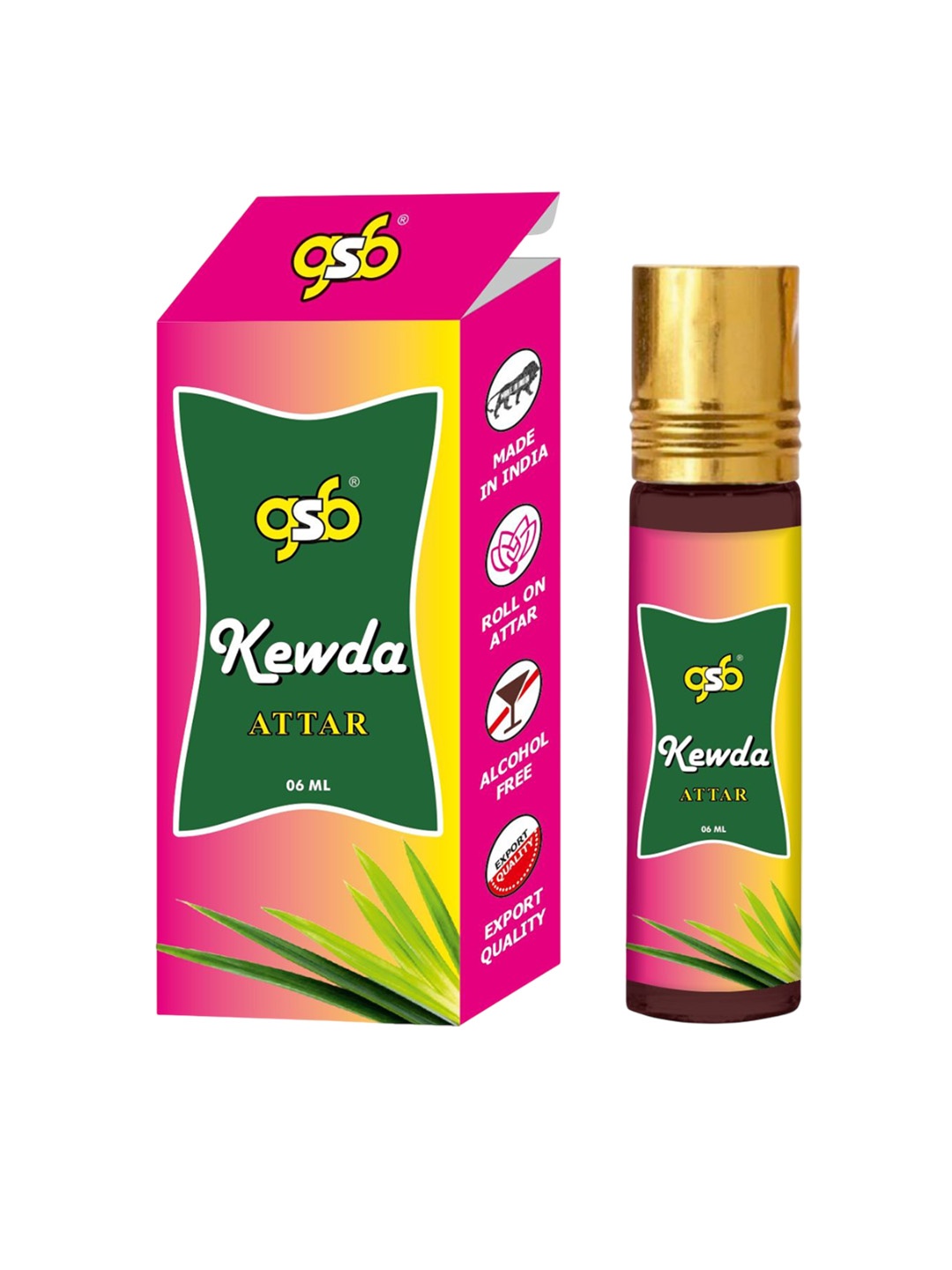 

GSB Kewda Pure Natural Long Lasting Alcohol Free Attar 6 ml, Transparent