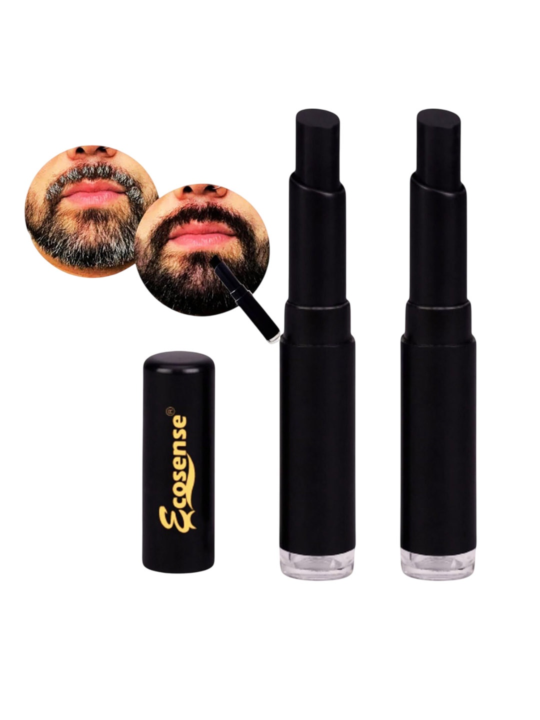

ECOSENSE Set Of 2 Beard & Moustache Touchup Stick For Instant Color 3 g Each Black