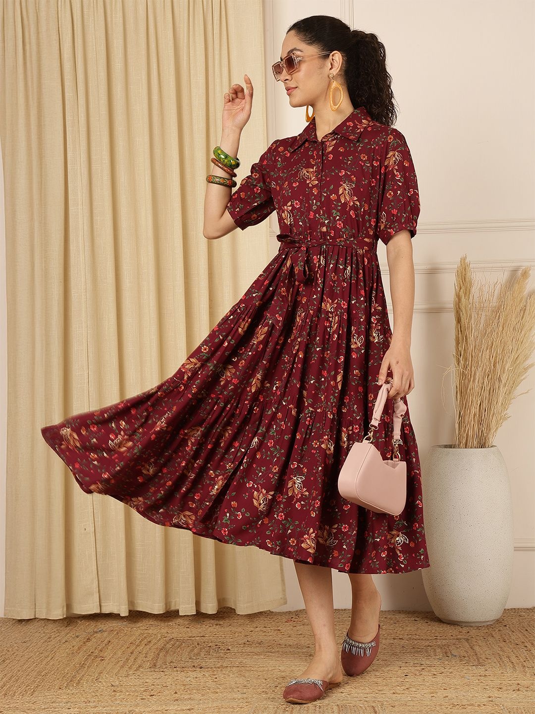 

KALINI Floral Print Maxi Midi Dress, Purple