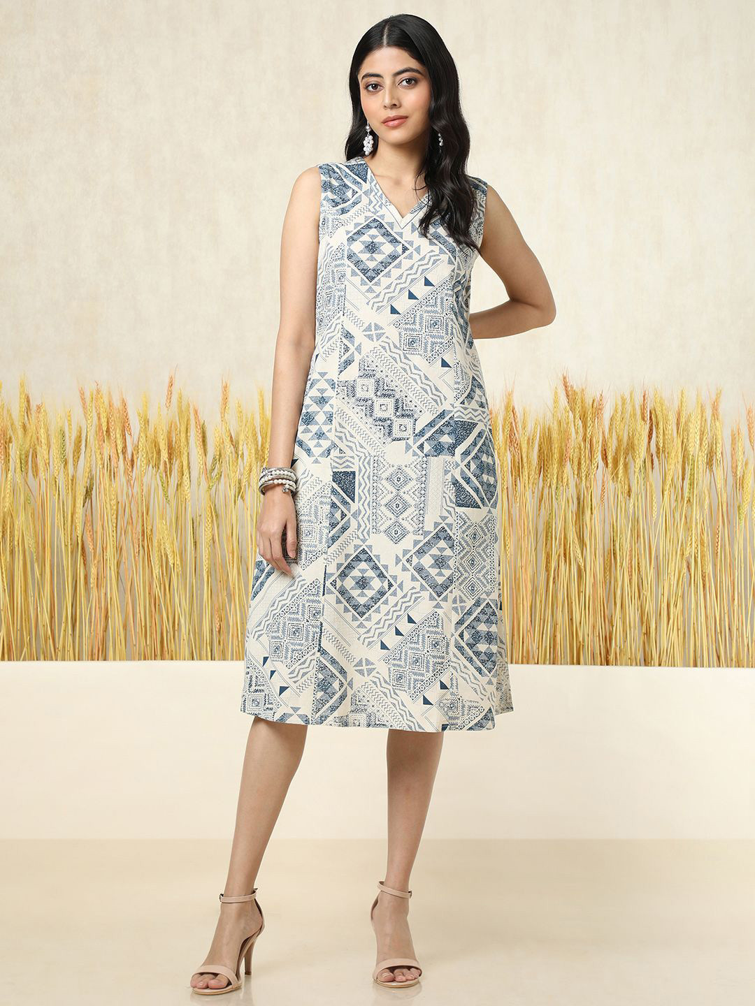 

Soch Print A-Line Dress, Beige