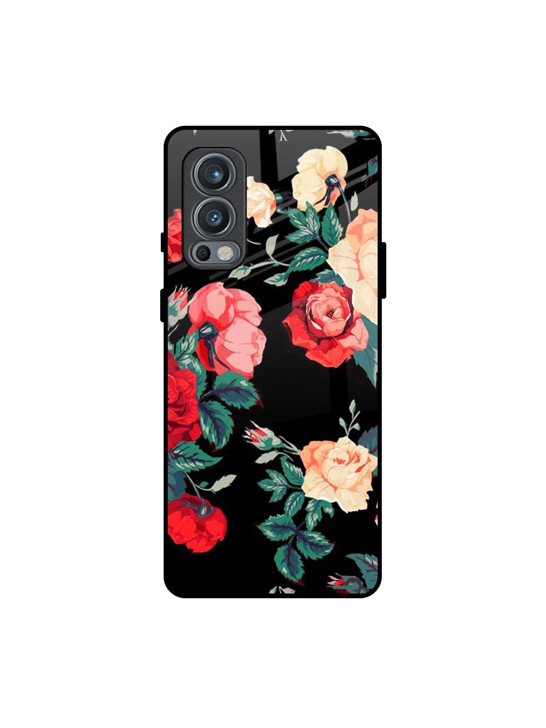 

QRIOH Floral Printed Oneplus Nord 2 Back Case Mobile Accessories, Black