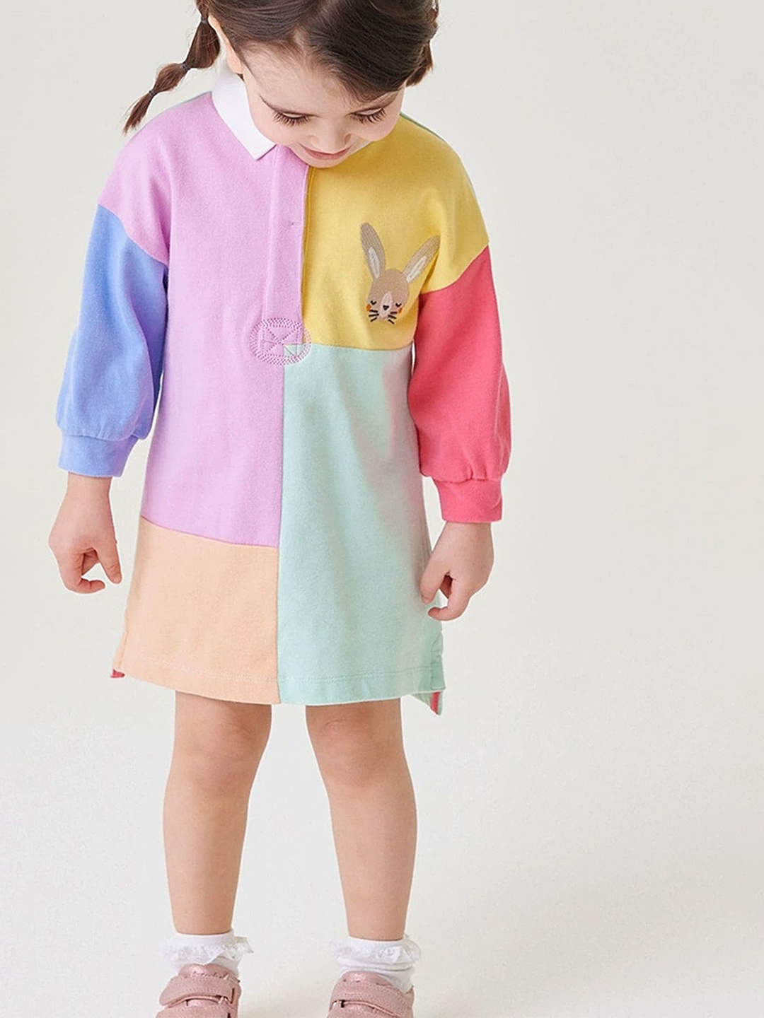 

LULU & SKY Girls Colourblocked A-Line Dress, Lavender