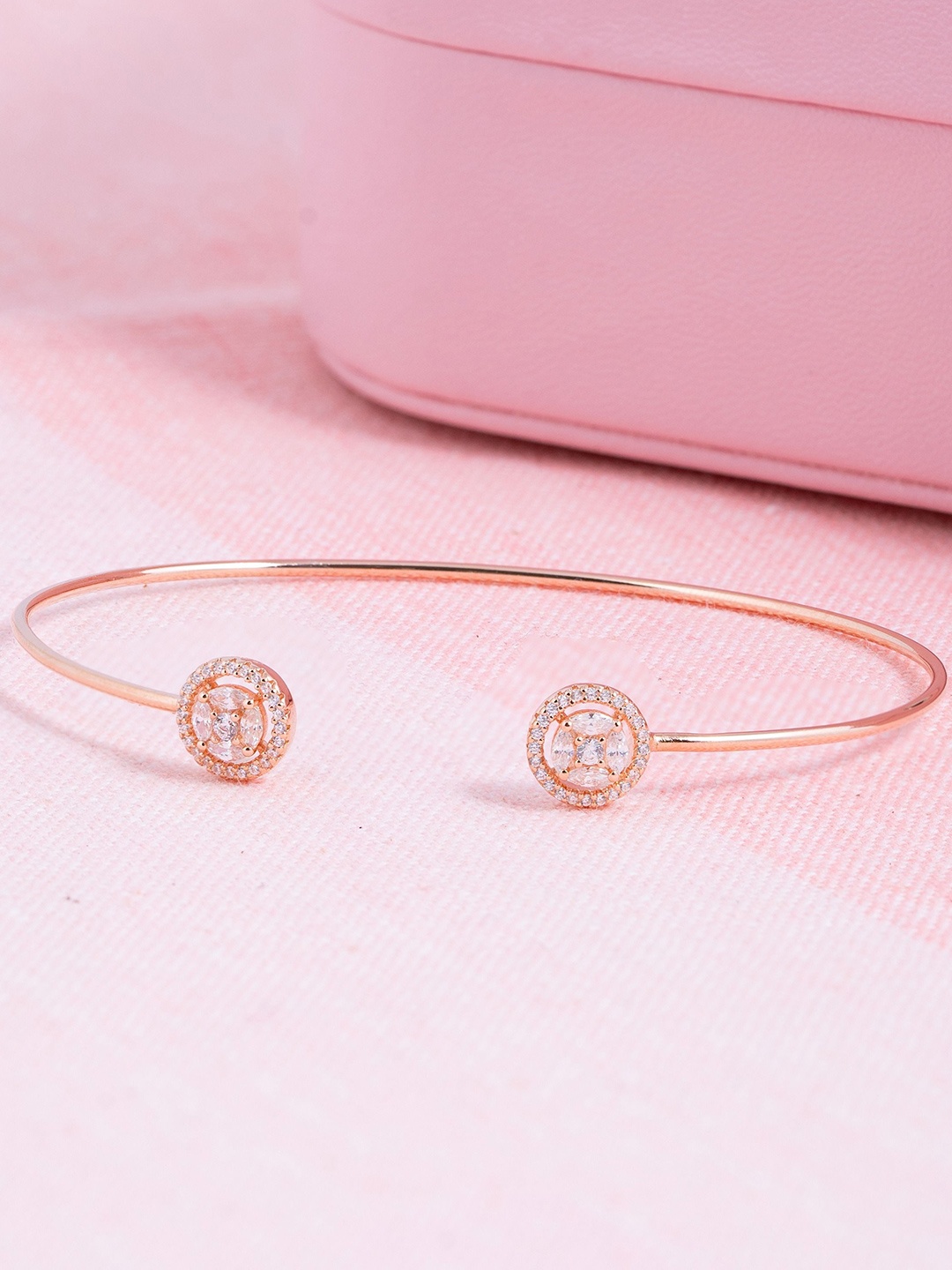 

GLYTERS Women Sterling Silver Rose Gold-Plated Bangle-Style Bracelet