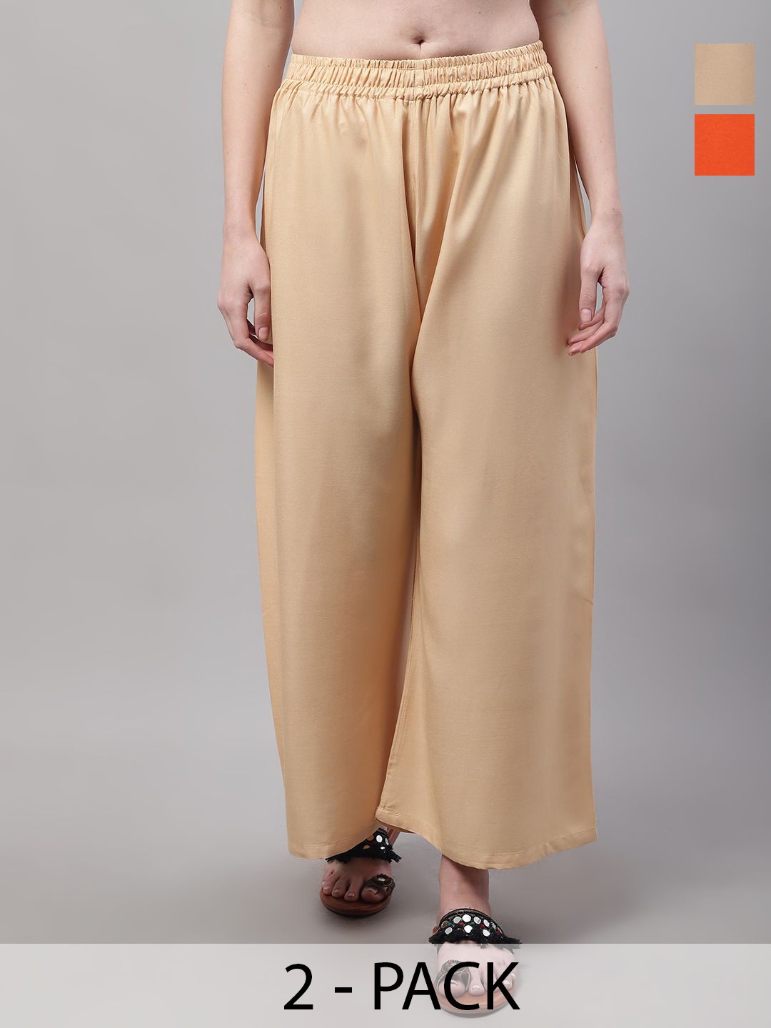 

Valles365 by S.C. Women 2 Flared Palazzos, Beige