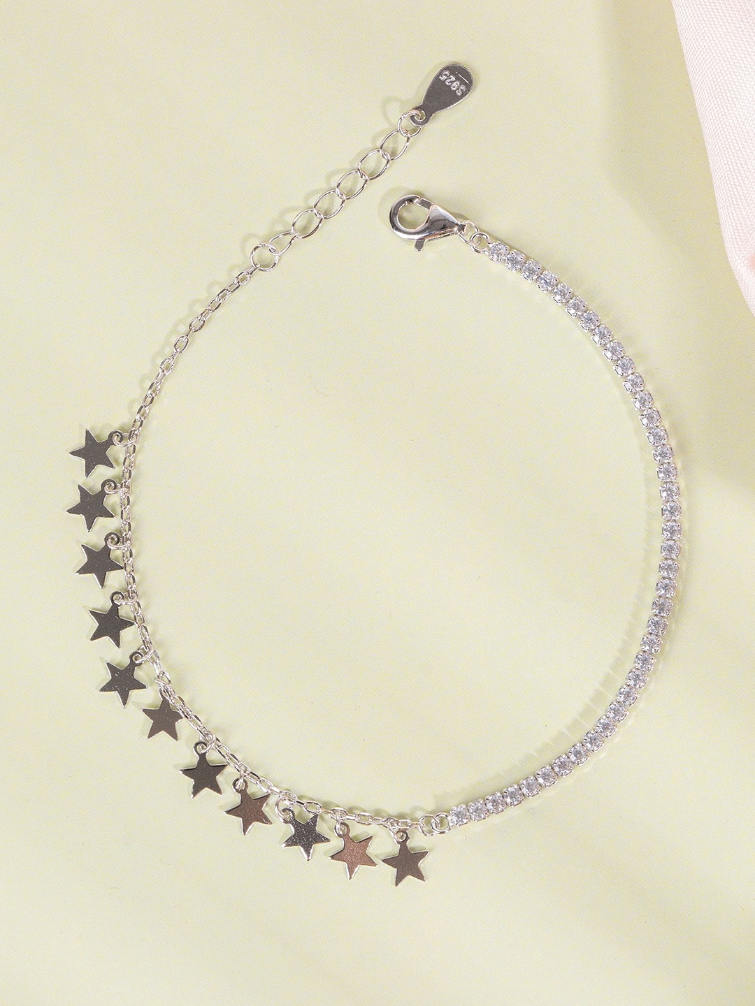 

GLYTERS Women Sterling Silver Rhodium-Plated Link Bracelet