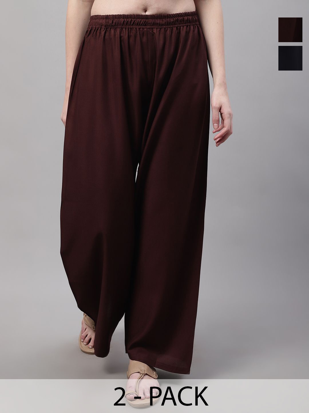 

Valles365 by S.C. Women 2 Flared Palazzos, Brown
