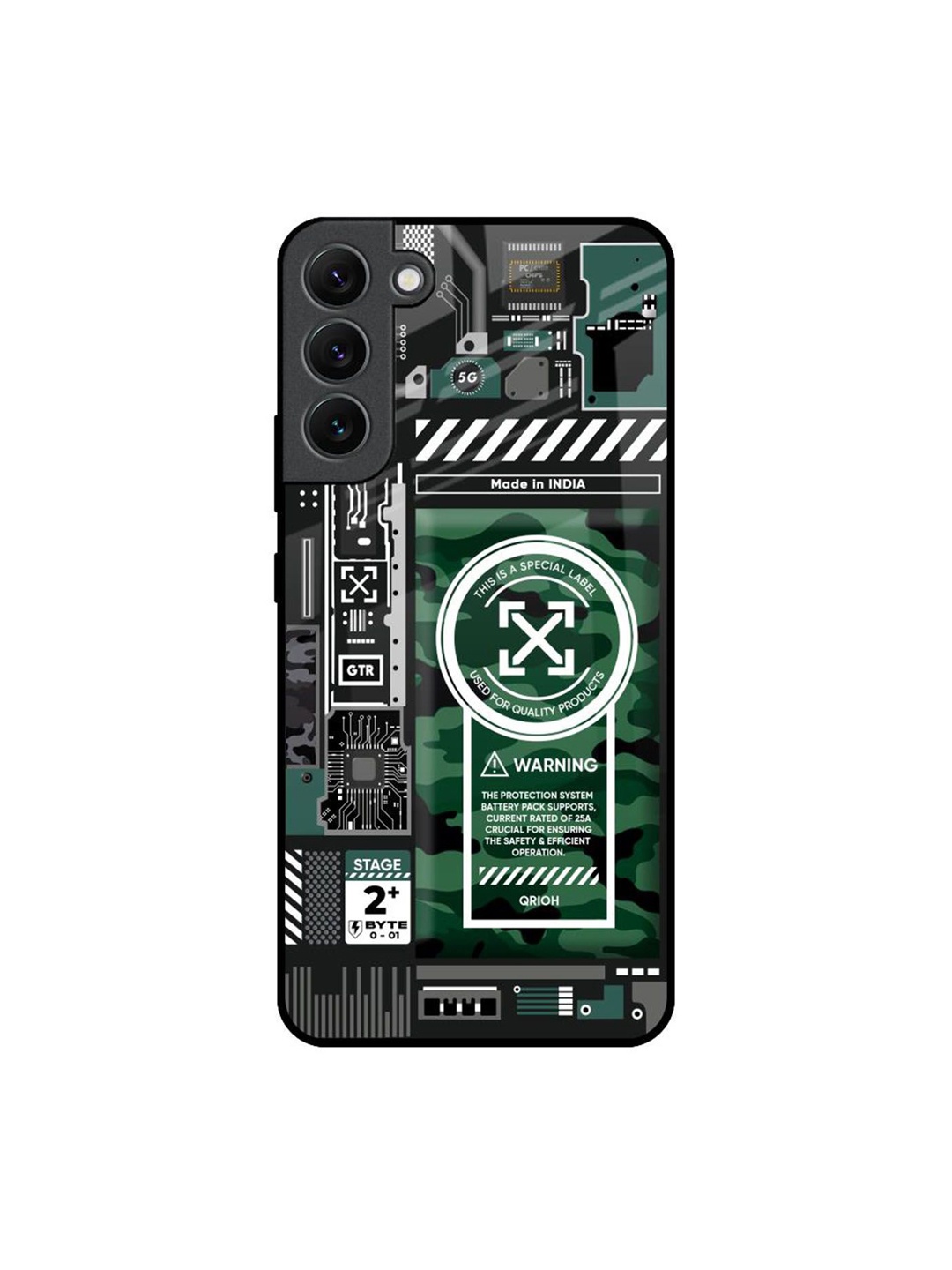 

QRIOH Green Camo Circuit Printed Samsung Galaxy S22 Plus Back Case