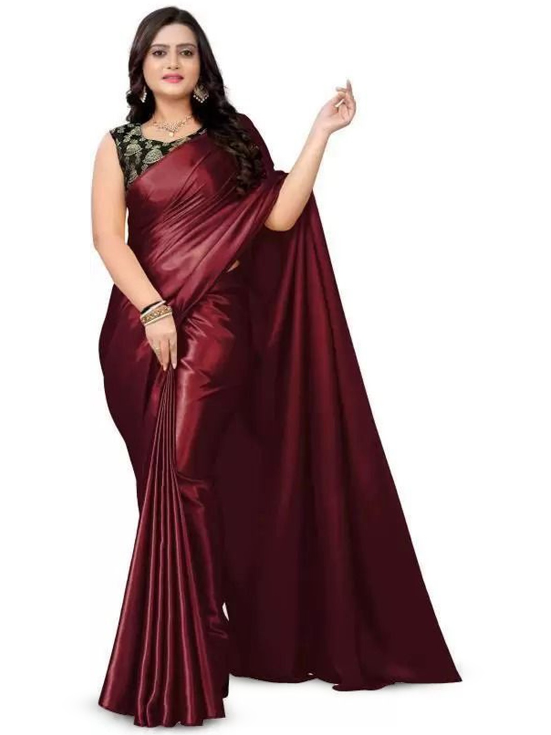 

Florence Satin Saree, Maroon