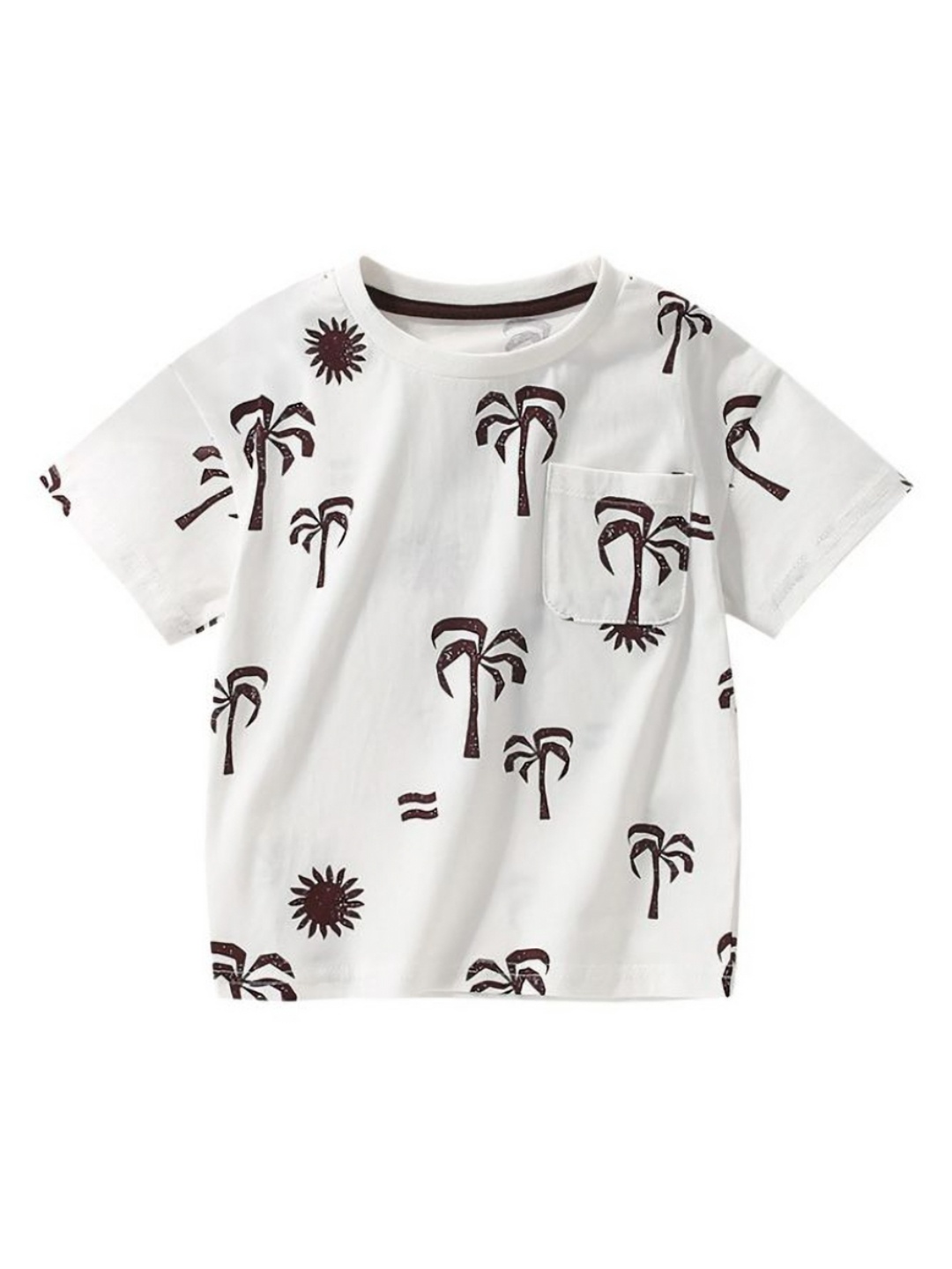 

YK Boys Floral Printed Round Neck Cotton T-shirt, White