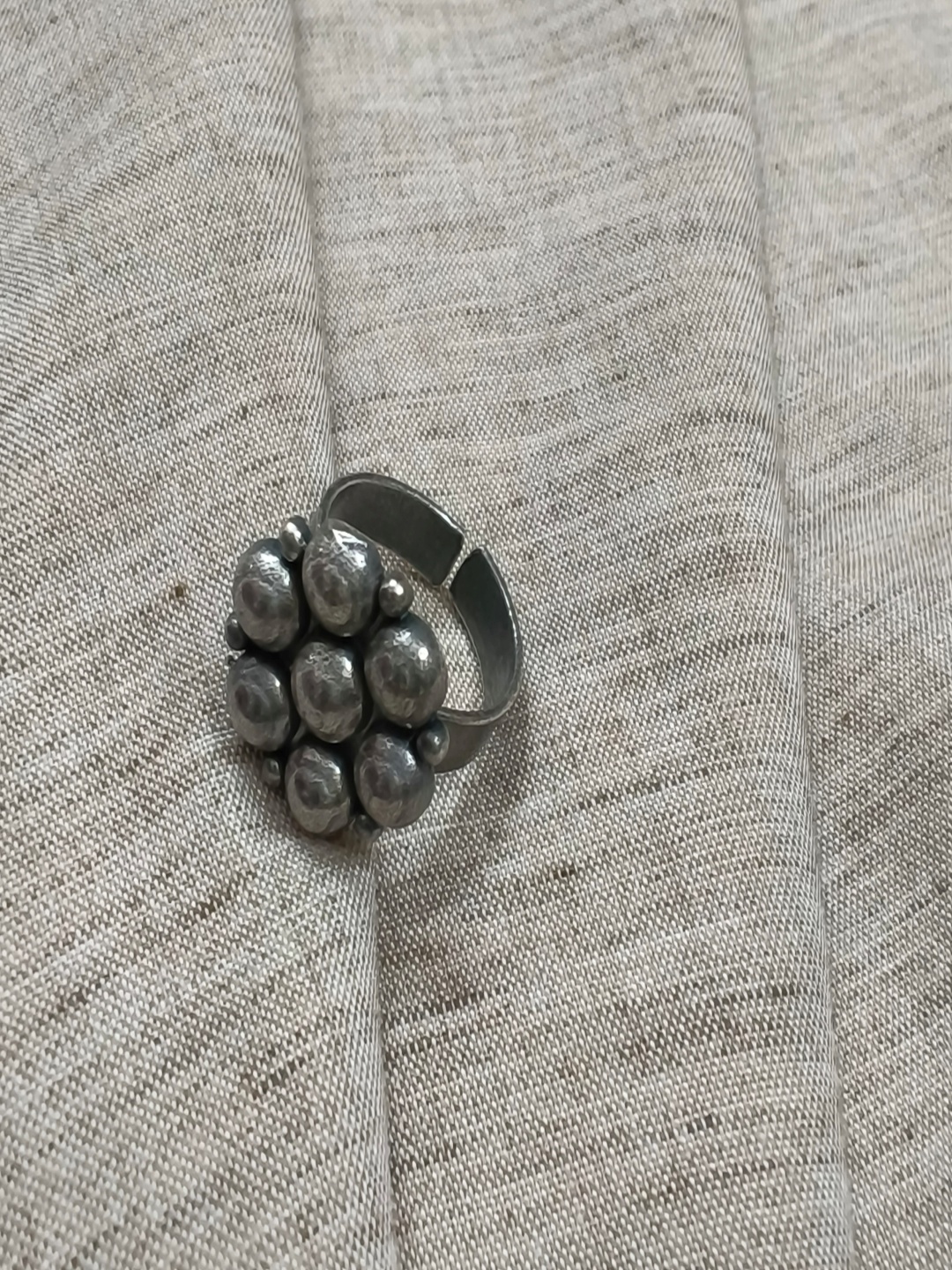 

Molcha Floral Oxidised Adjustable Finger Ring, Silver