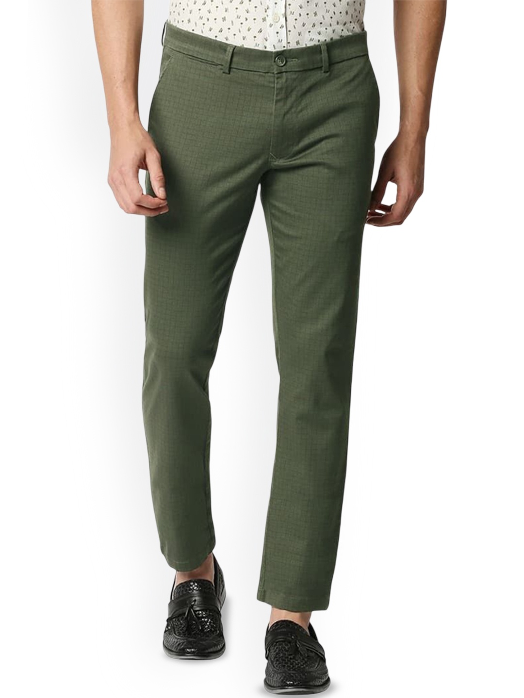 

Basics Men Printed Comfort Trousers, Olive