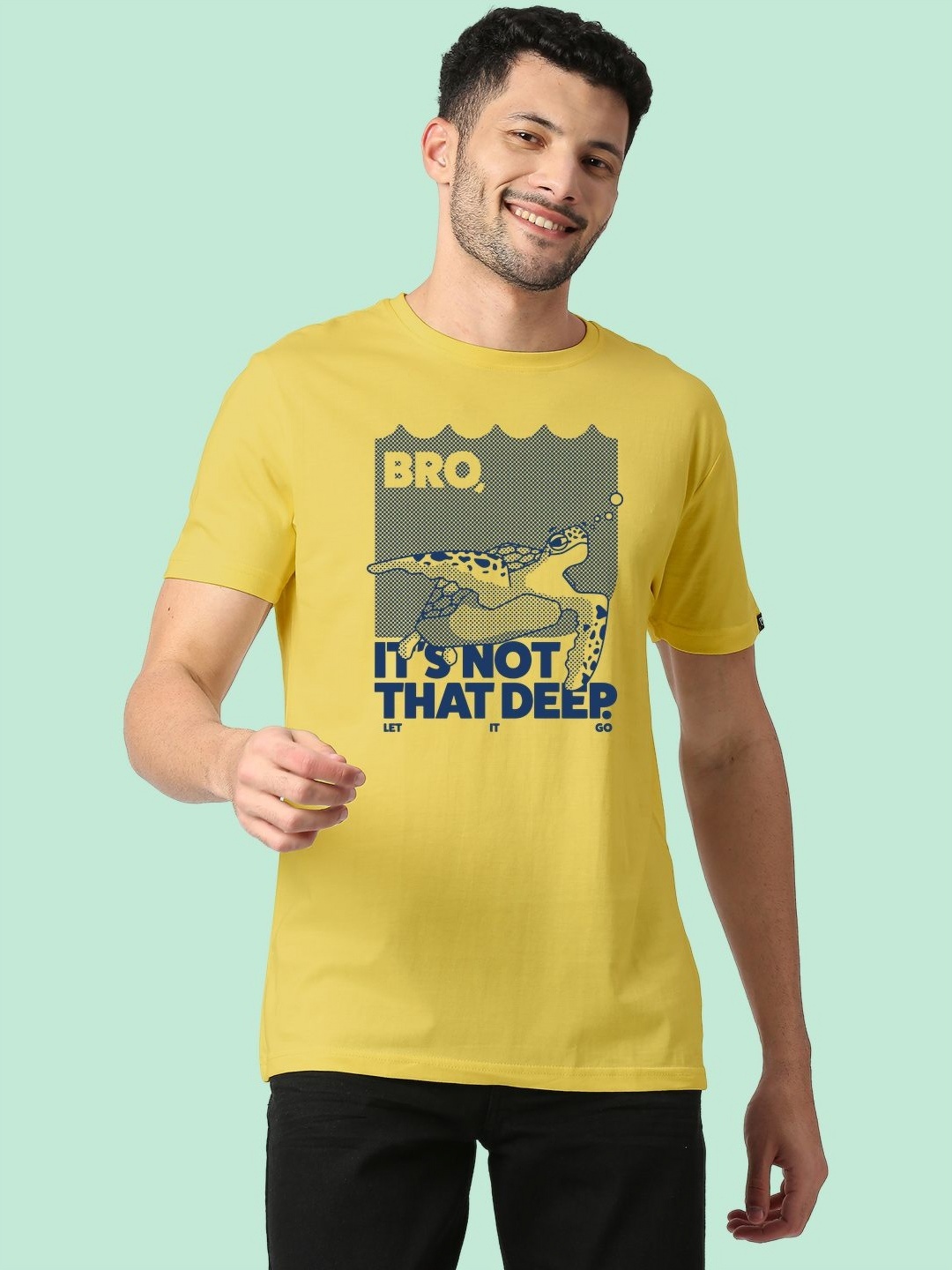 

Wear Your Opinion Men Graphic Printed Round Neck Cotton T-shirt, Yellow