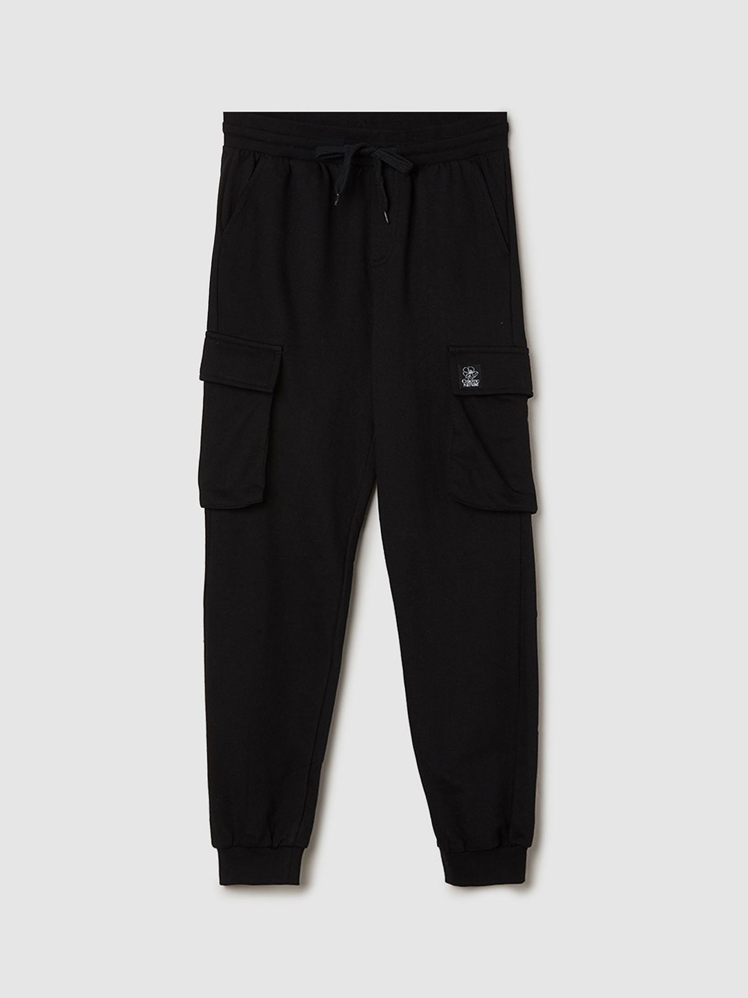 

max Boys Pure Cotton Mid Rise Joggers, Black