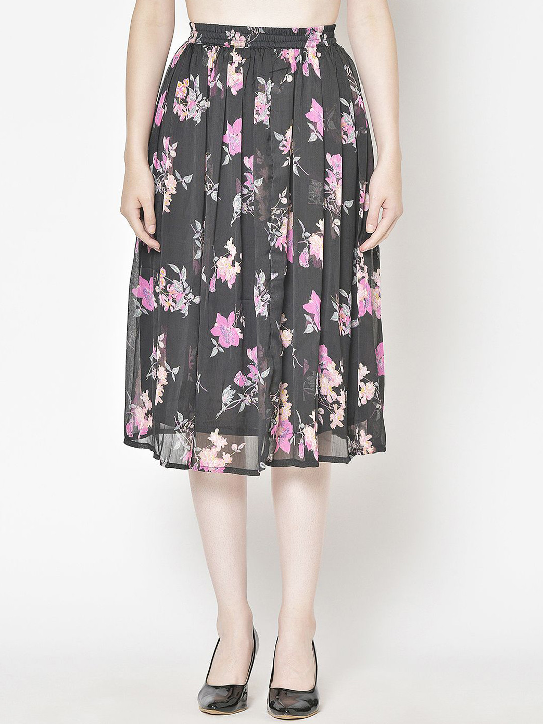 

Moda Rapido Printed A-Line Midi Skirt, Black