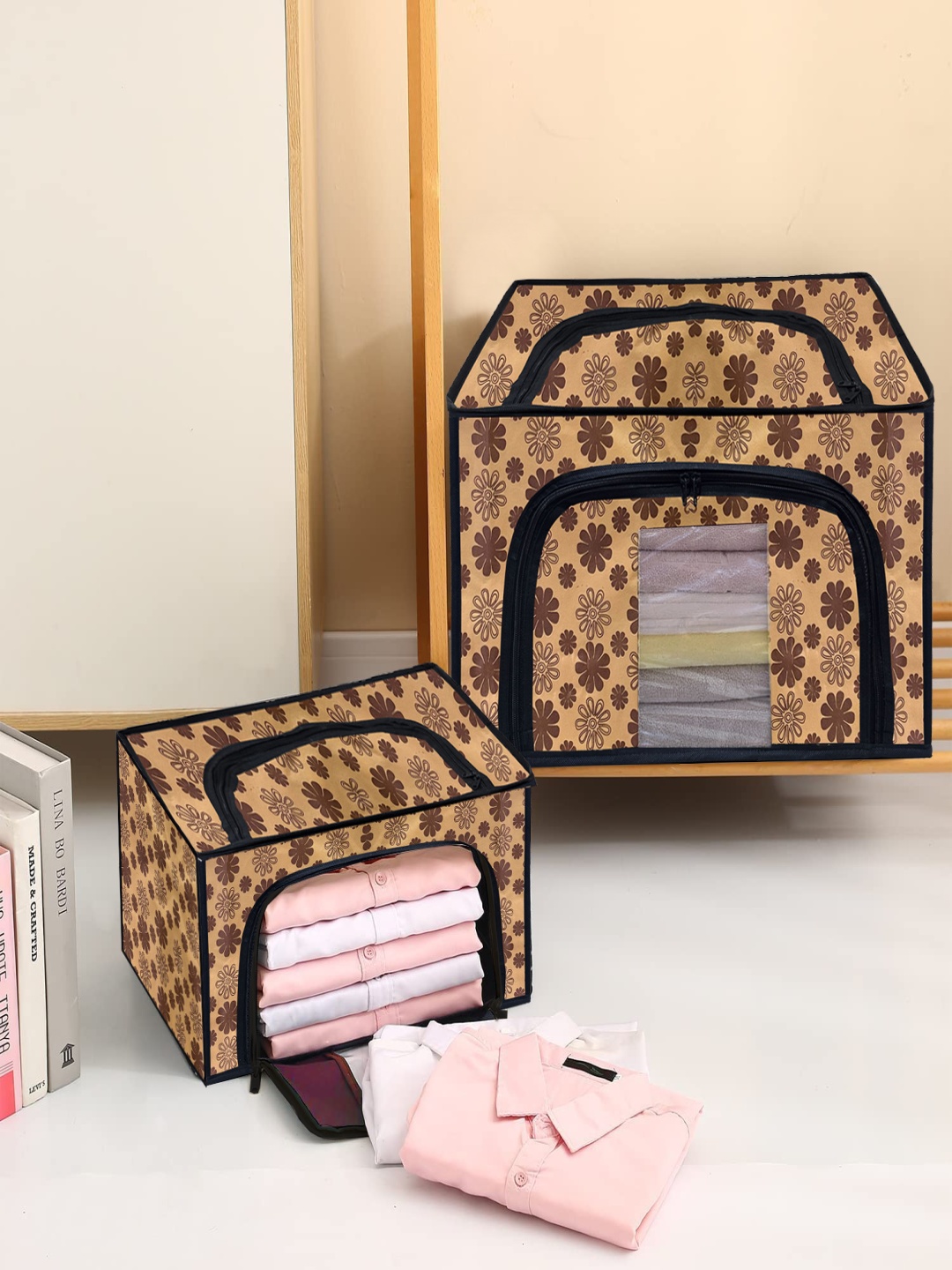 

Rmerchants Brown & Beige Printed Compact Space Organizer