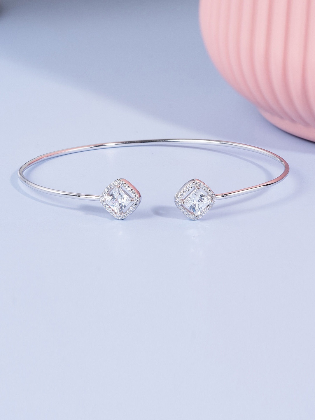 

GLYTERS Women Sterling Silver Rhodium-Plated Bangle-Style Bracelet